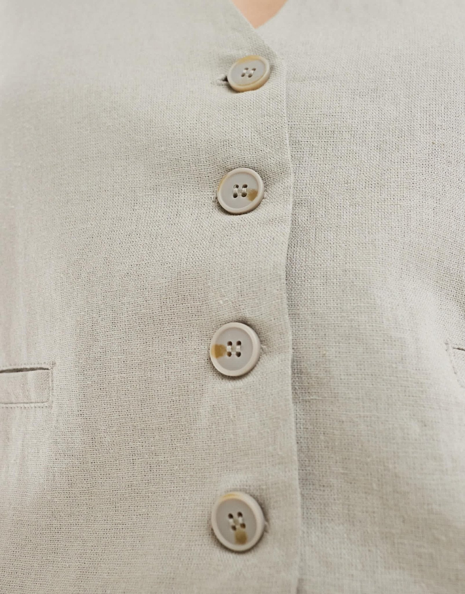 Pull&Bear linen waistcoat in stone - ASOS Sample Sale