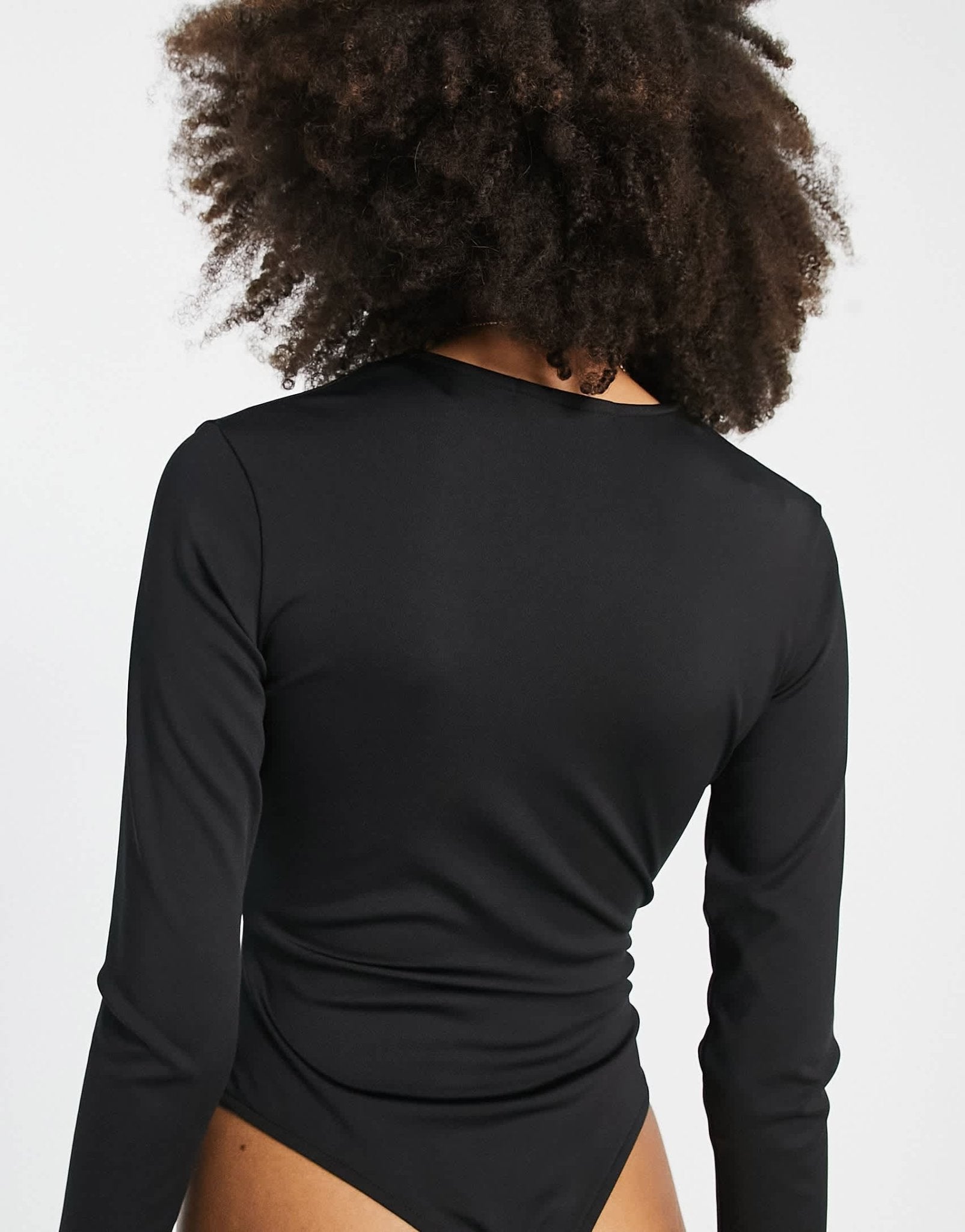 Pull&Bear long sleeve body with front detail in black - ASOS Sample Sale