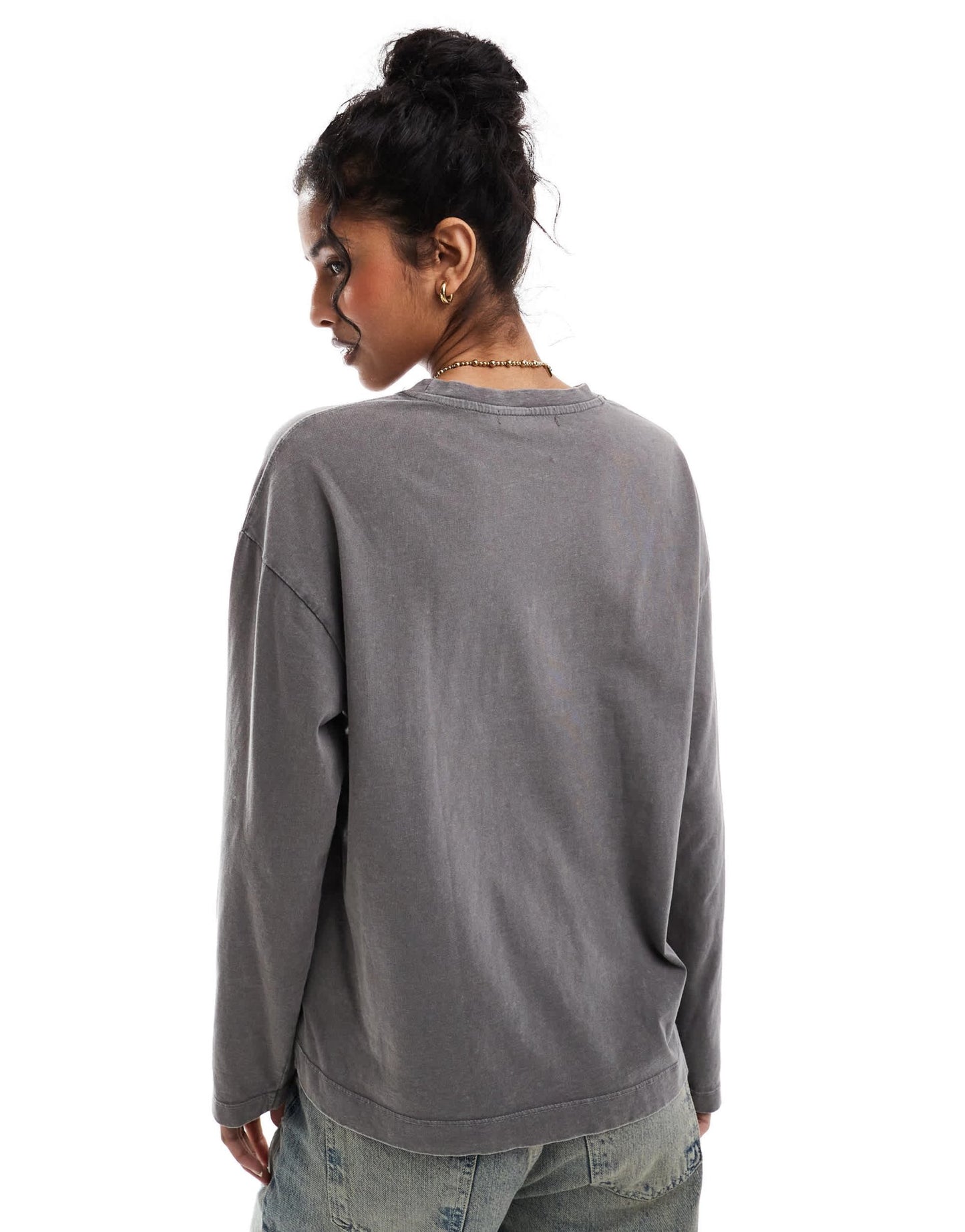 Pull&Bear long sleeve oversized t-shirt in washed dark grey - ASOS Sample Sale