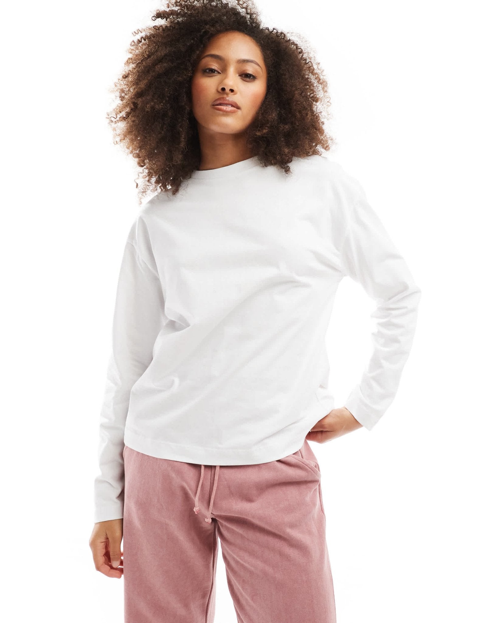 Pull&Bear long sleeve oversized t-shirt in white - ASOS Sample Sale
