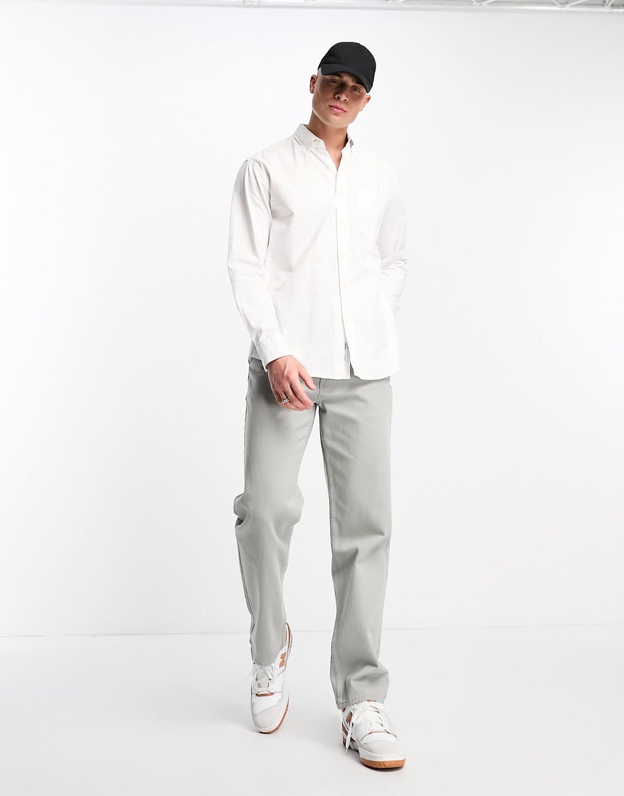 Pull&Bear long sleeve shirt in white - ASOS Sample Sale