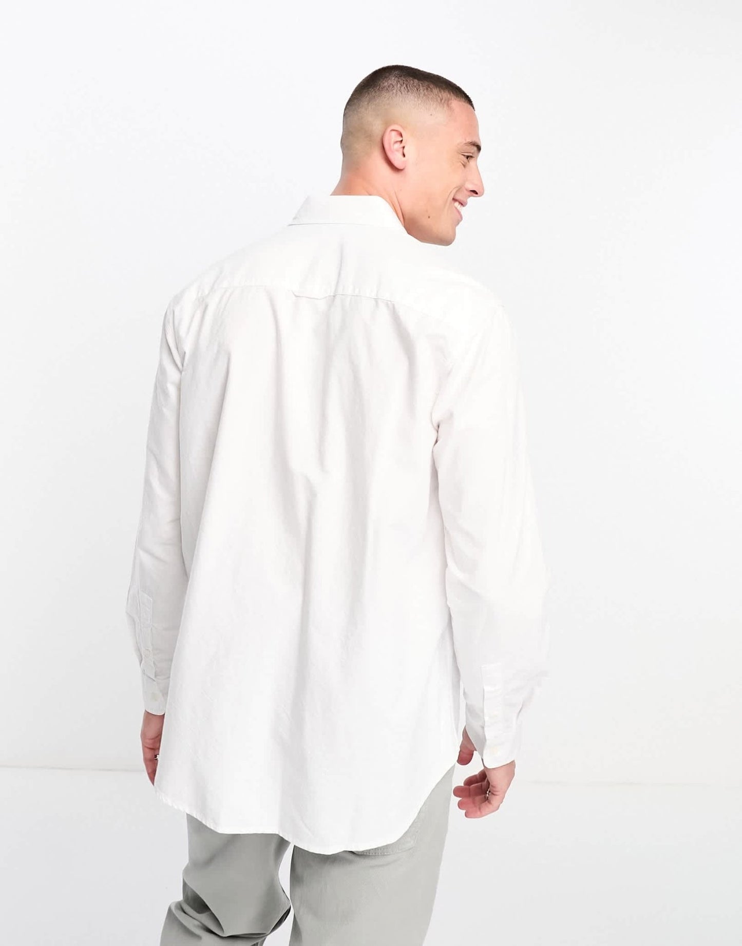 Pull&Bear long sleeve shirt in white - ASOS Sample Sale