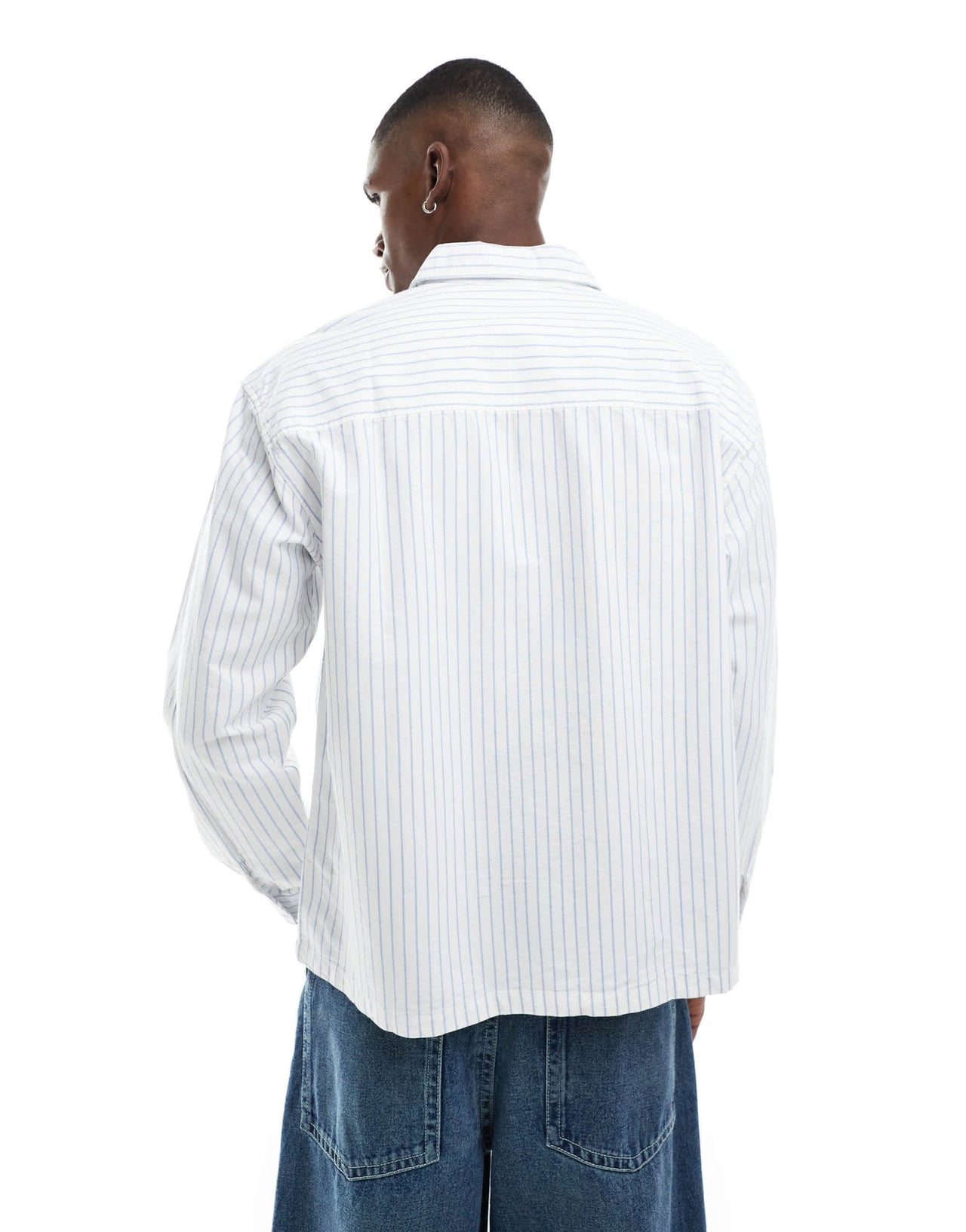 Pull&Bear long sleeve striped shirt in white - ASOS Sample Sale