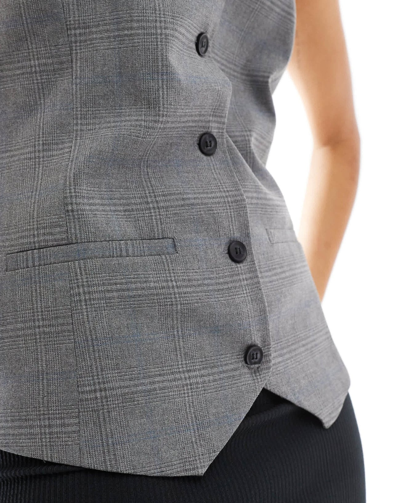Pull&Bear longline tailored waistcoat co-ord in grey check - ASOS Sample Sale