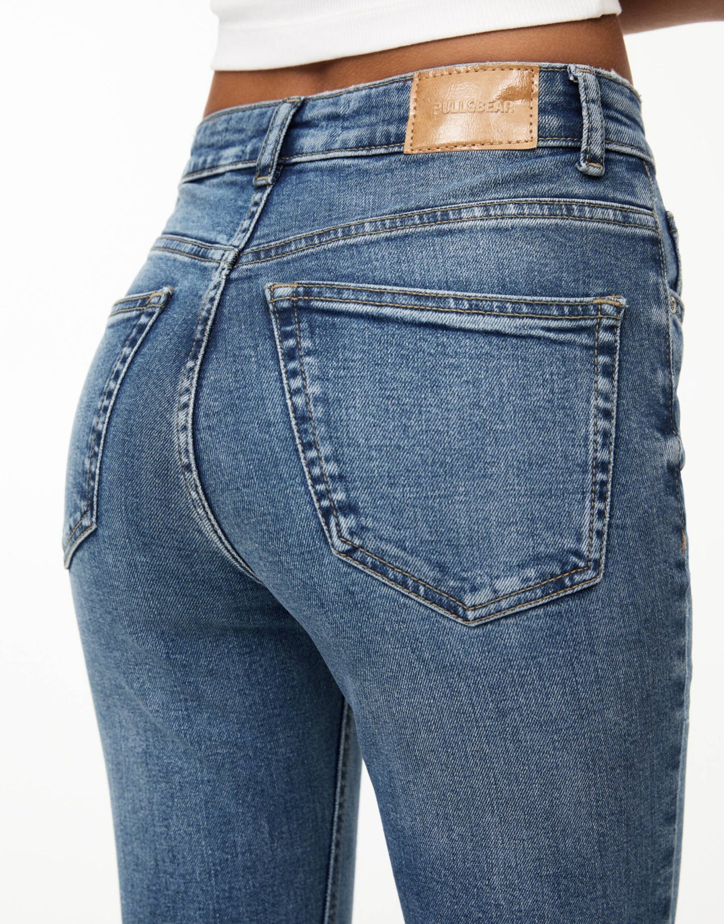 Pull&Bear low rise flare jean in blue - ASOS Sample Sale