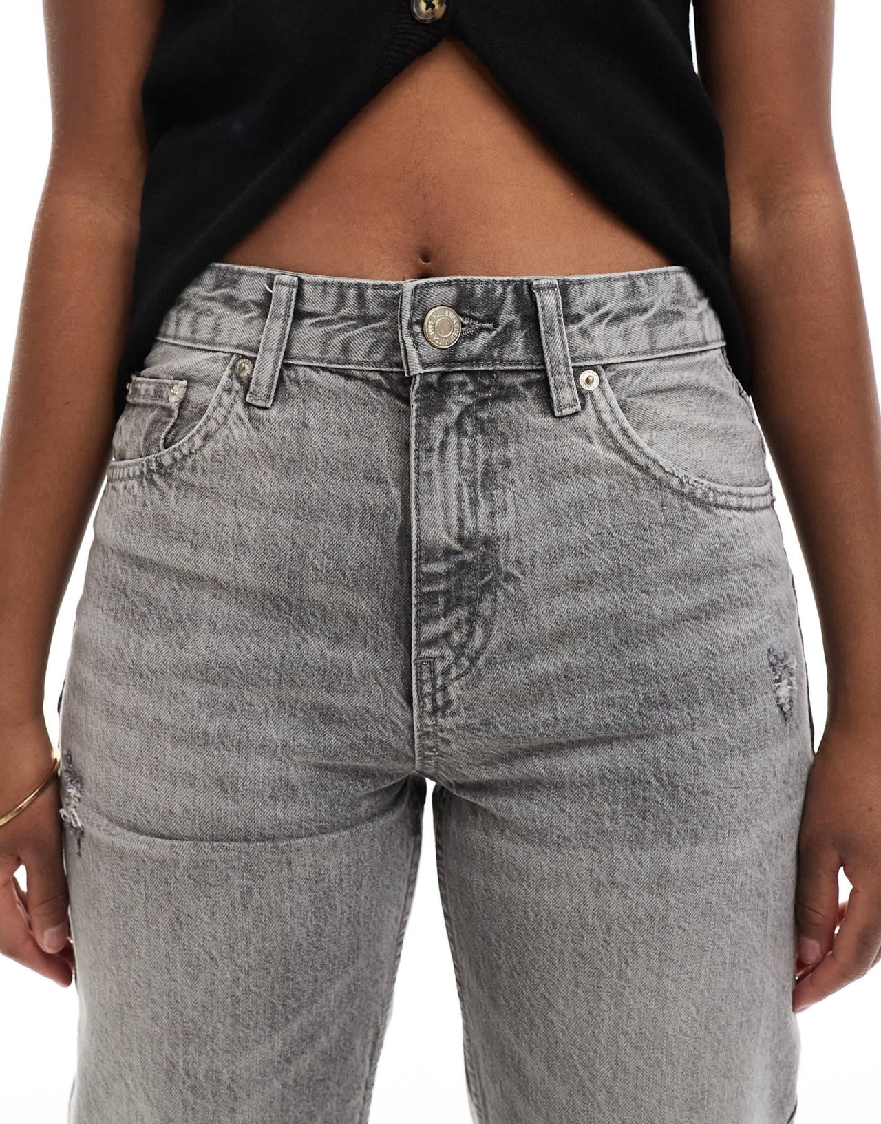 Pull&Bear mid waist straight leg jeans in grey - ASOS Sample Sale