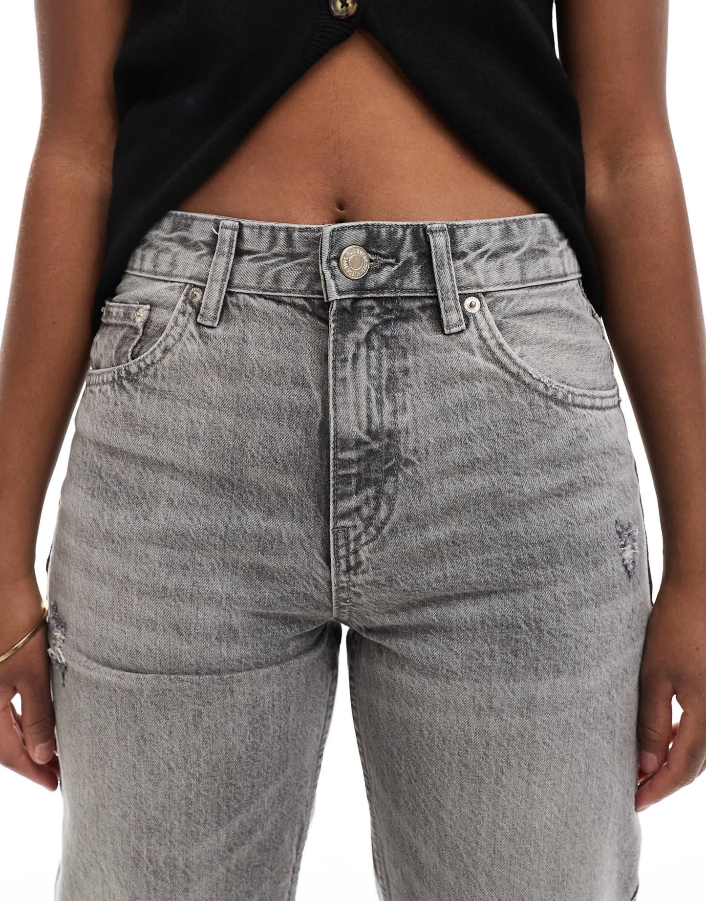 Pull&Bear mid waist straight leg jeans in grey - ASOS Sample Sale