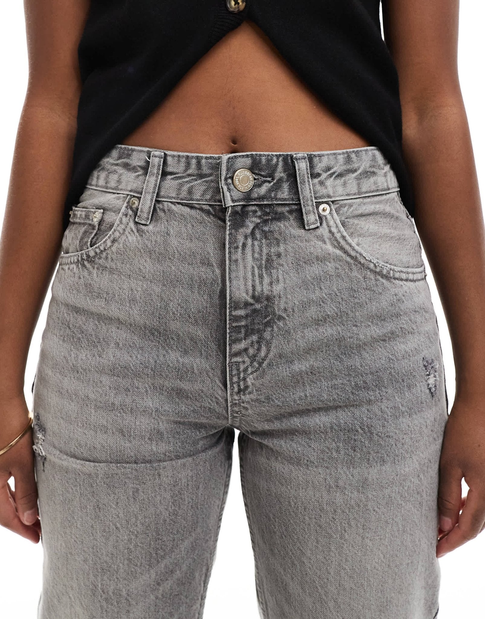 Pull&Bear mid waist straight leg jeans in grey - ASOS Sample Sale
