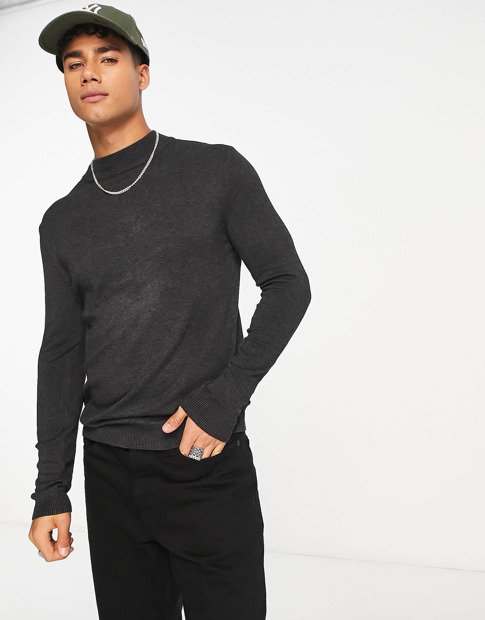 Pull&Bear mock neck jumper in grey - ASOS Sample Sale