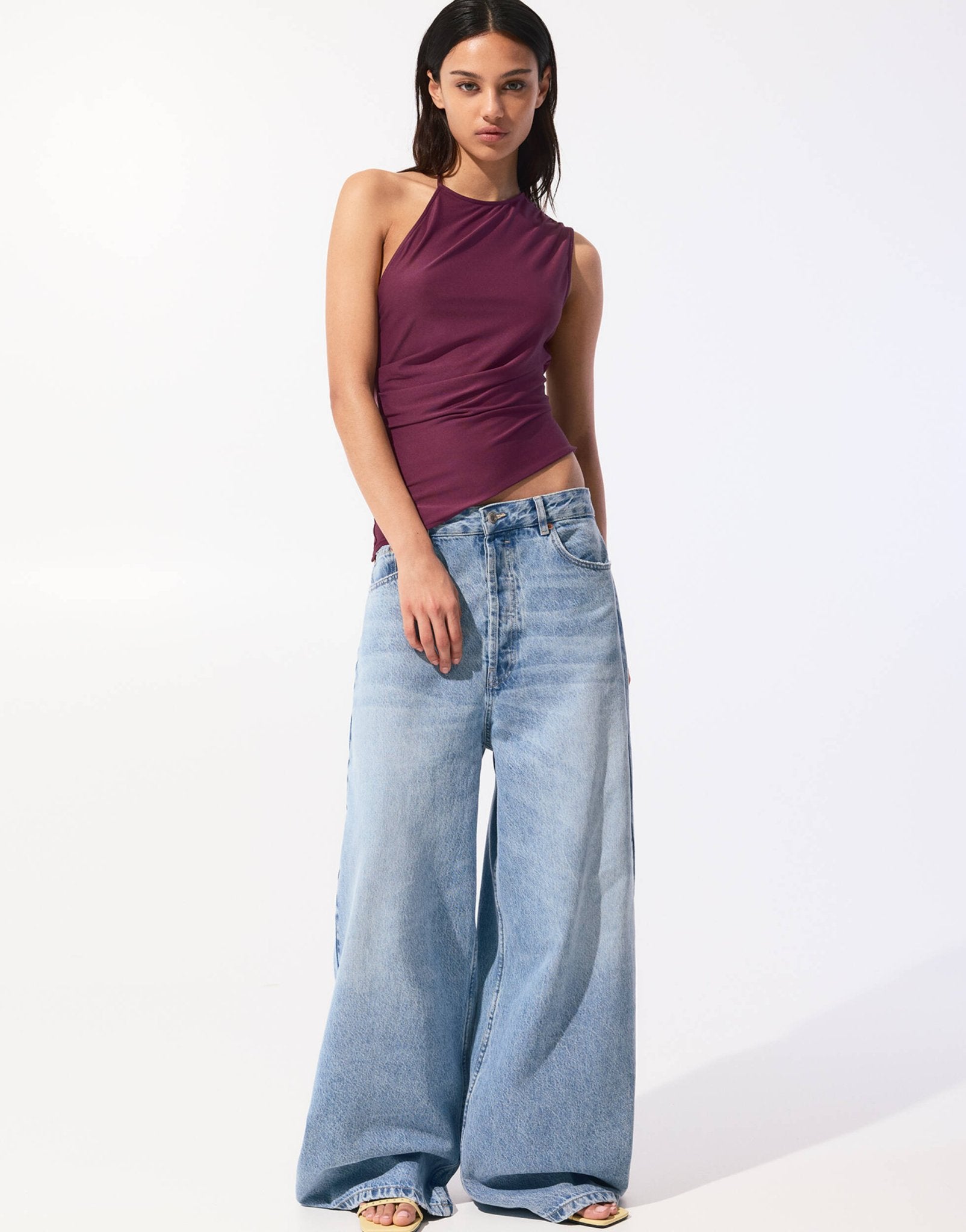 Pull&Bear one shoulder backless top with asymmetric hem - ASOS Sample Sale