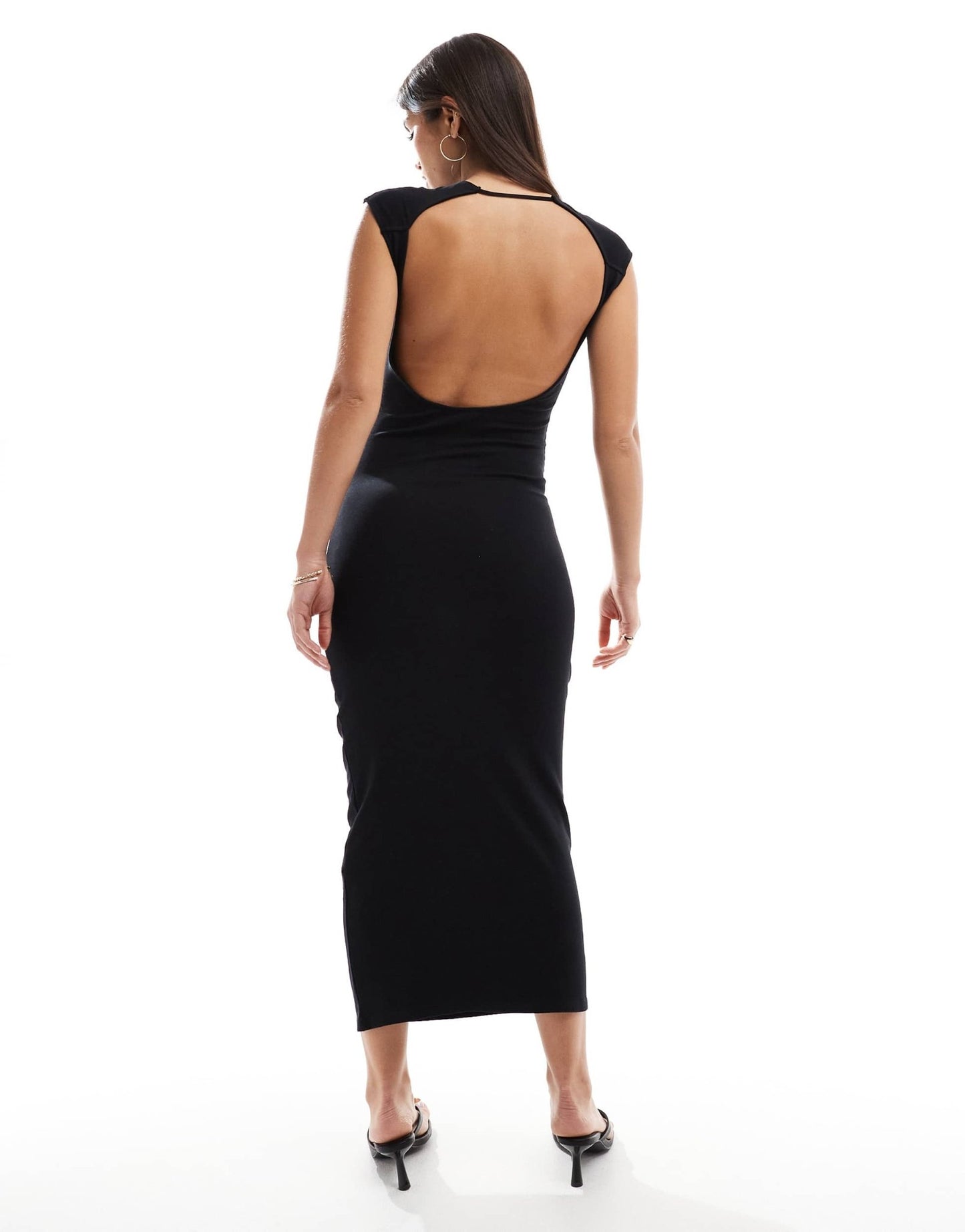 Pull&Bear open back midi dress in black - ASOS Sample Sale