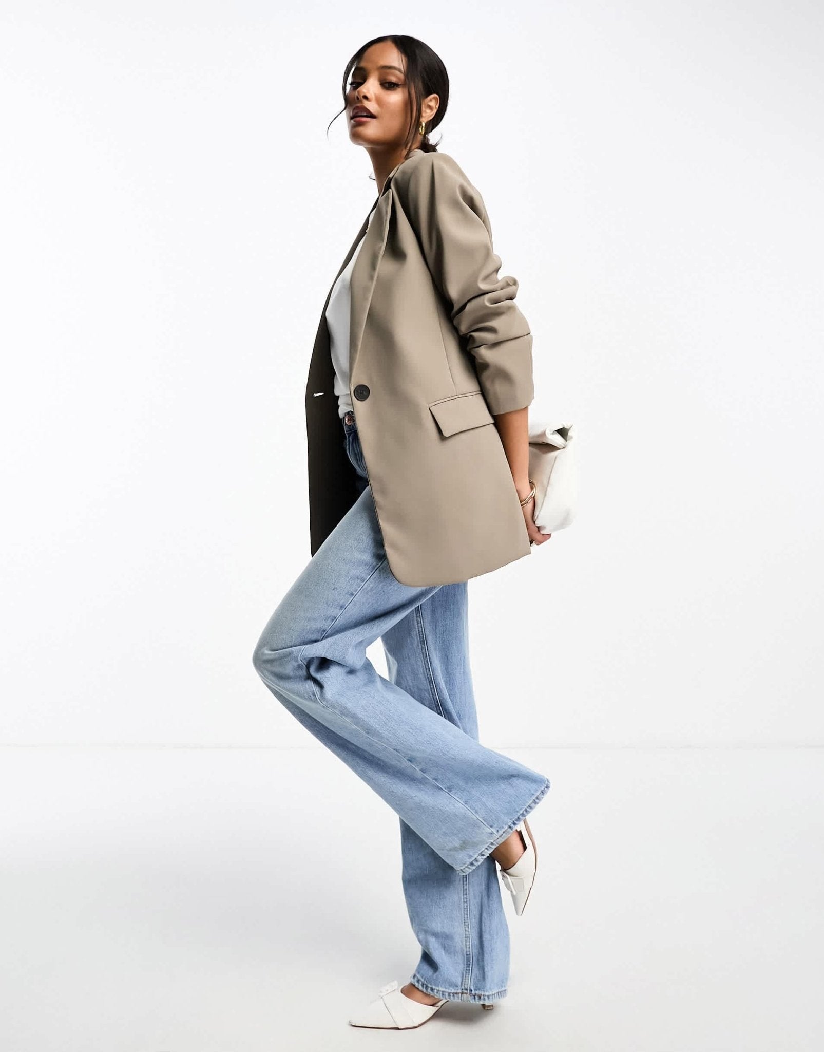 Pull&Bear oversized blazer in taupe brown - ASOS Sample Sale