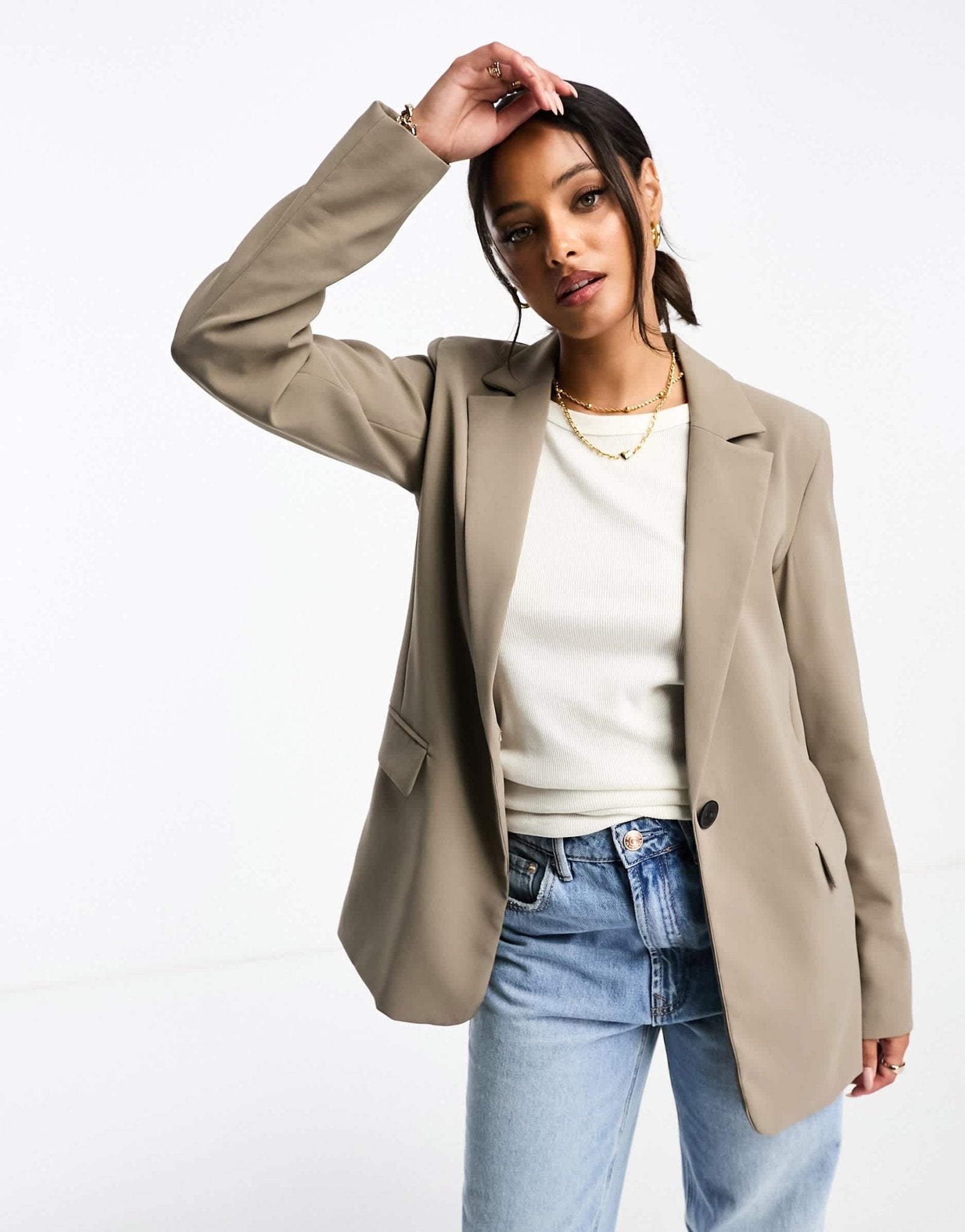 Pull&Bear oversized blazer in taupe brown - ASOS Sample Sale