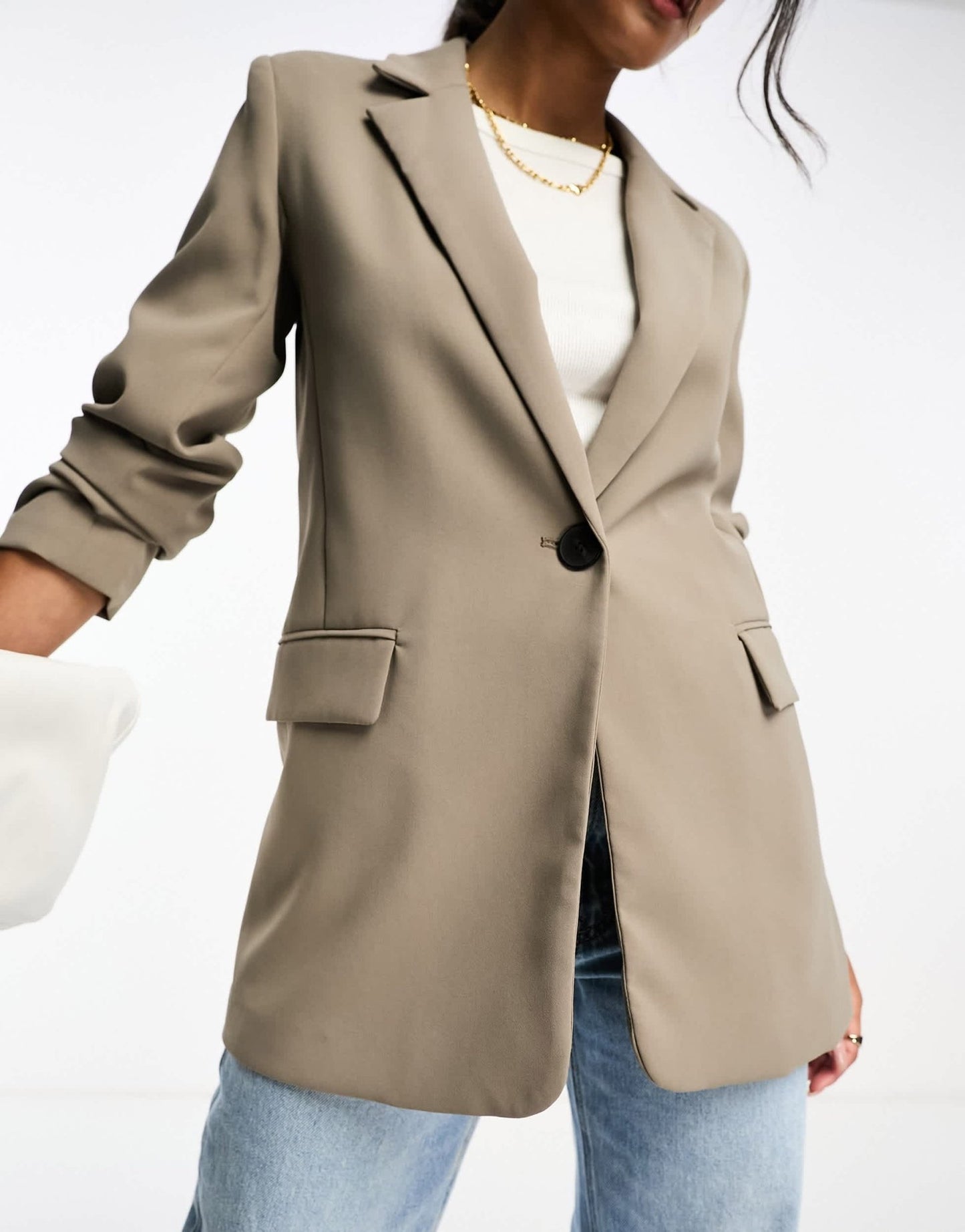 Pull&Bear oversized blazer in taupe brown - ASOS Sample Sale