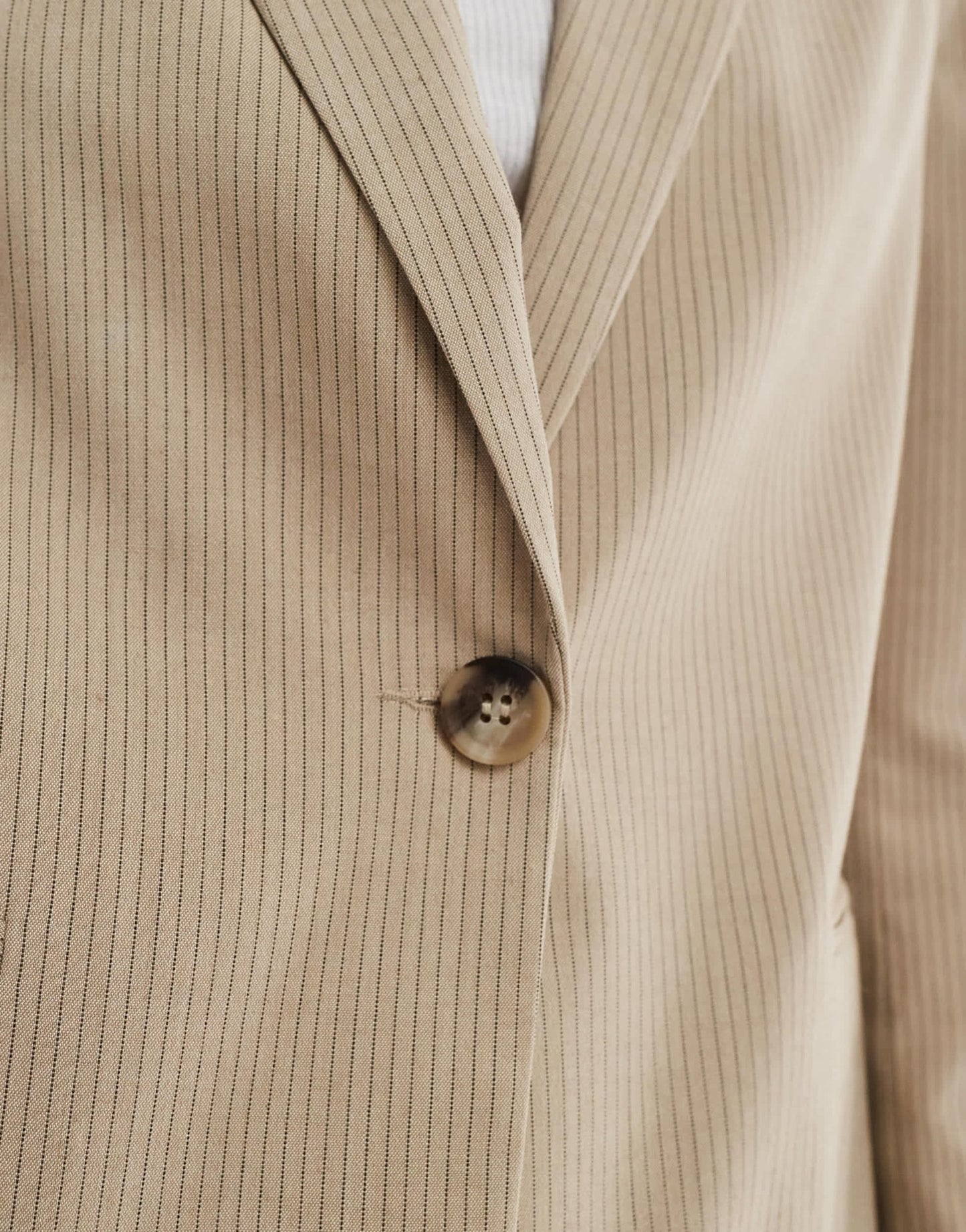 Pull&Bear oversized blazer with crossover back detail in sand pinstripe - ASOS Sample Sale