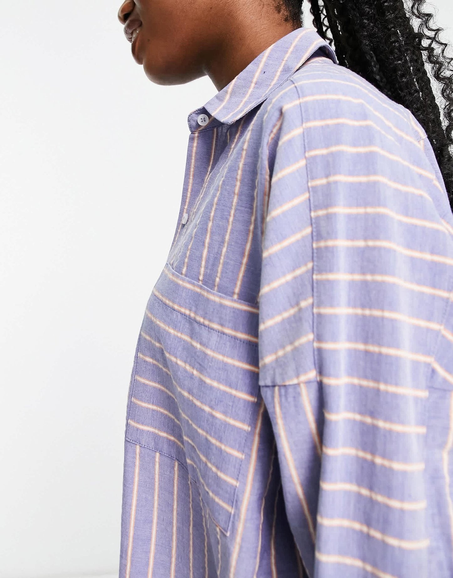 Pull&Bear oversized striped shirt in blue - ASOS Sample Sale