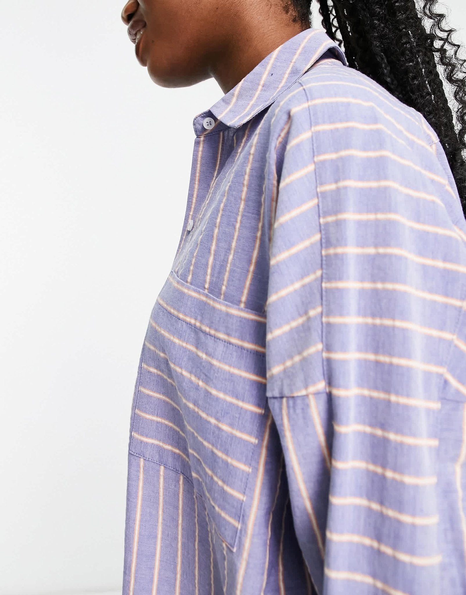 Pull&Bear oversized striped shirt in blue - ASOS Sample Sale