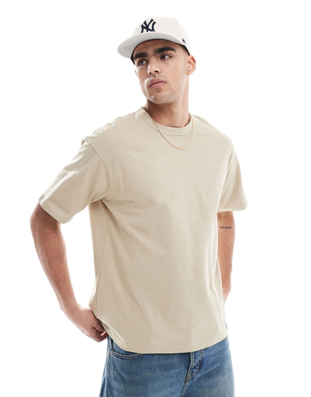 Pull&Bear oversized t-shirt in beige - ASOS Sample Sale