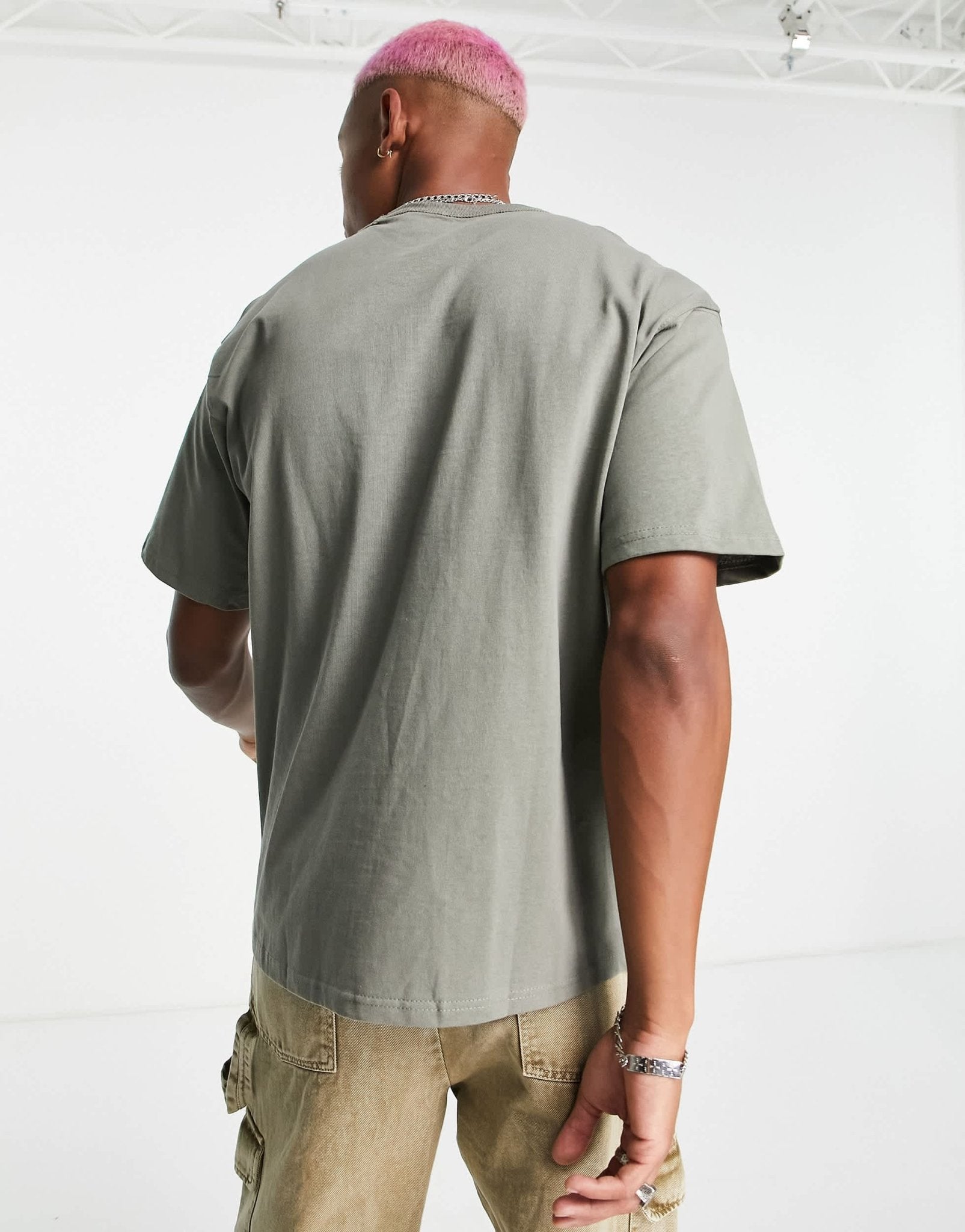 Pull&Bear oversized t-shirt in khaki - ASOS Sample Sale