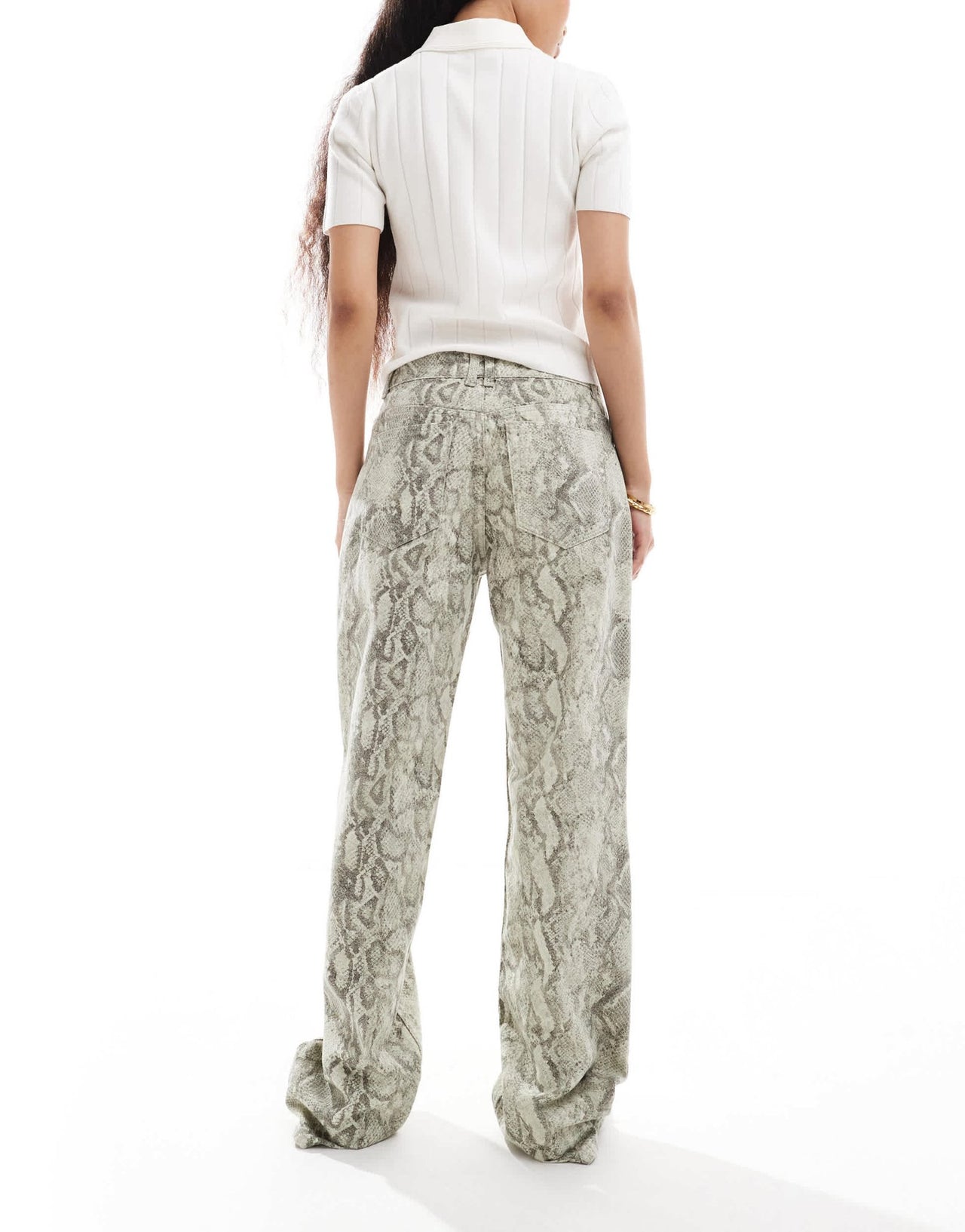 Pull&Bear Petite wide leg jean in snake print - ASOS Sample Sale