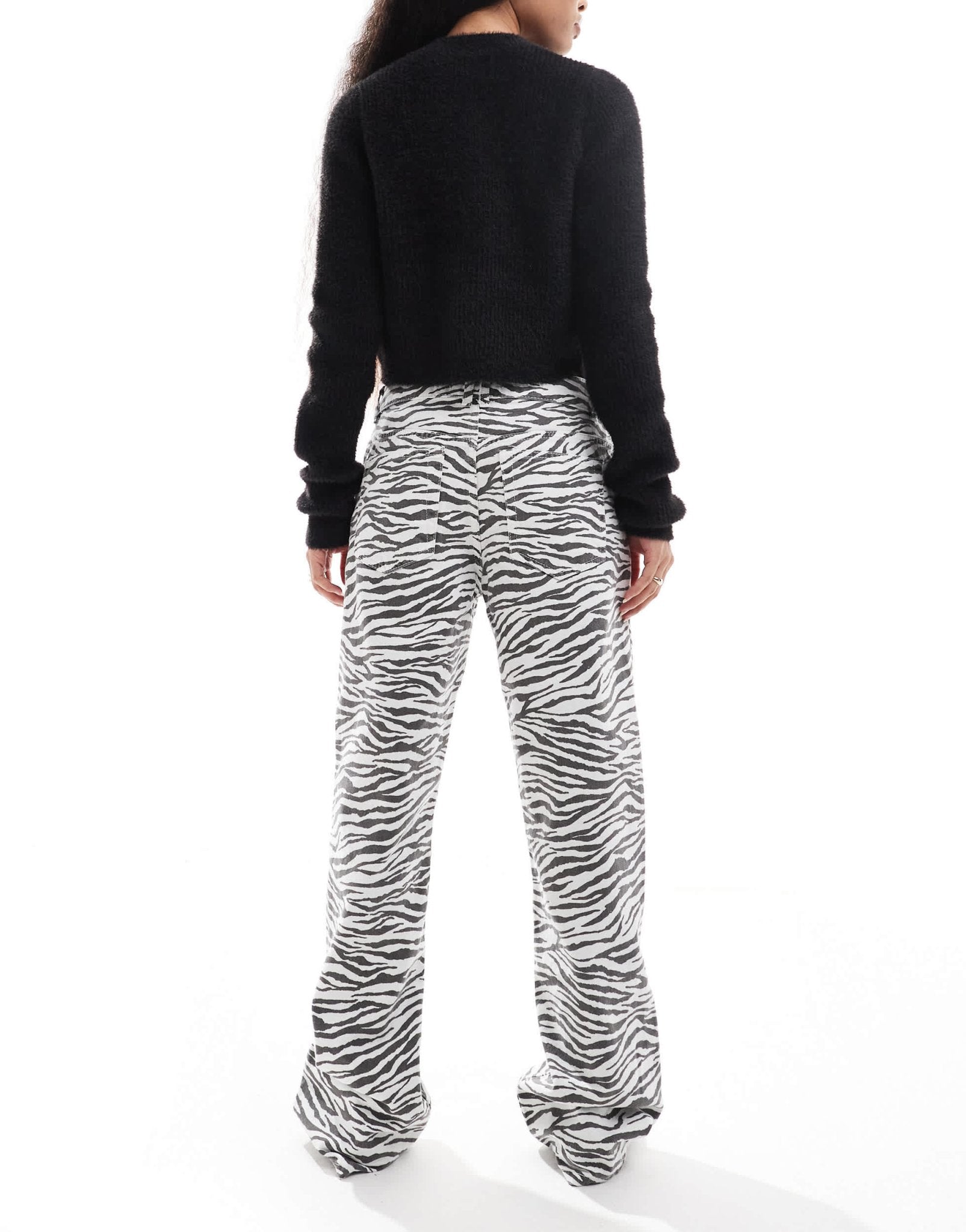 Pull&Bear Petite wide leg jean in zebra print - ASOS Sample Sale