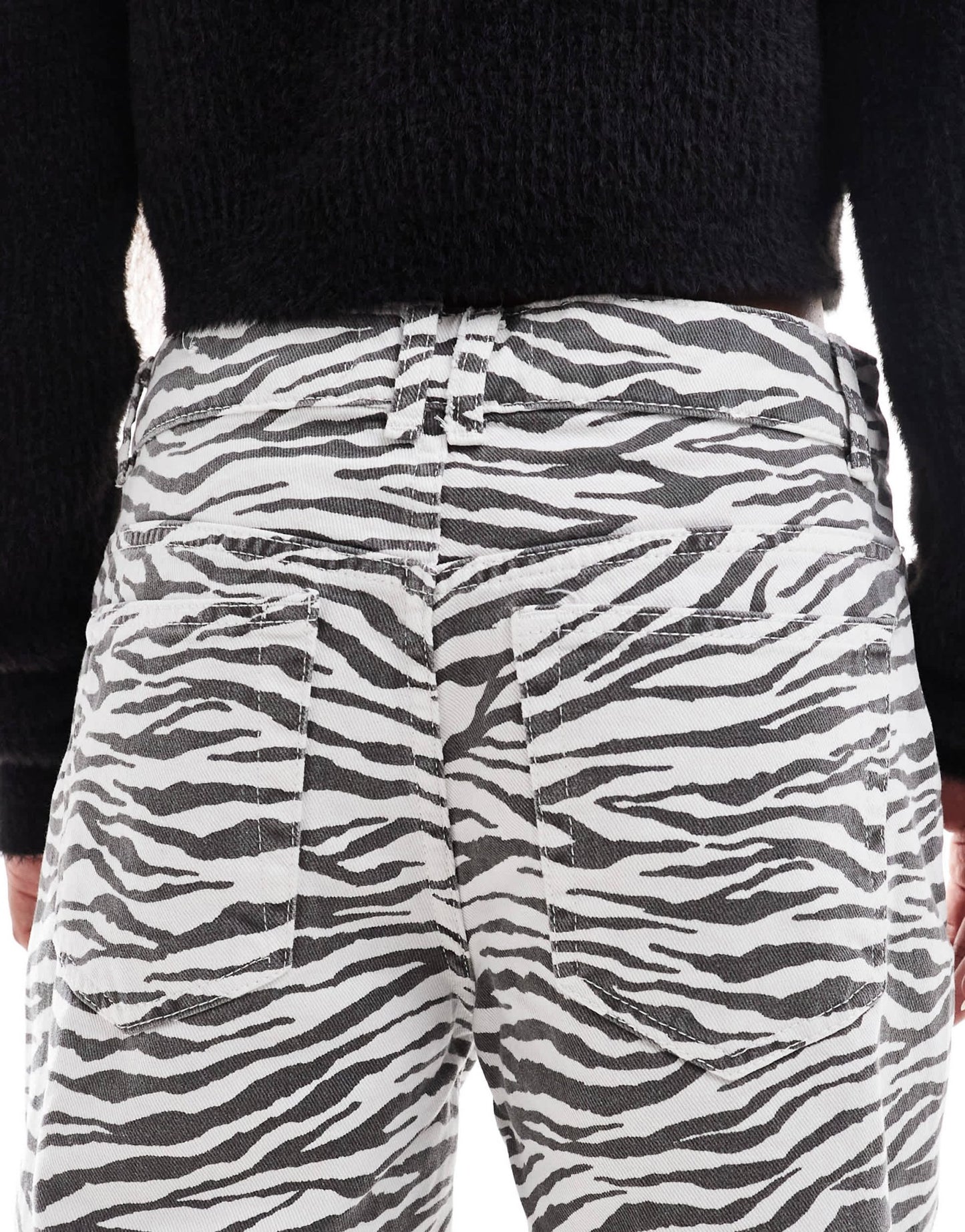 Pull&Bear Petite wide leg jean in zebra print - ASOS Sample Sale