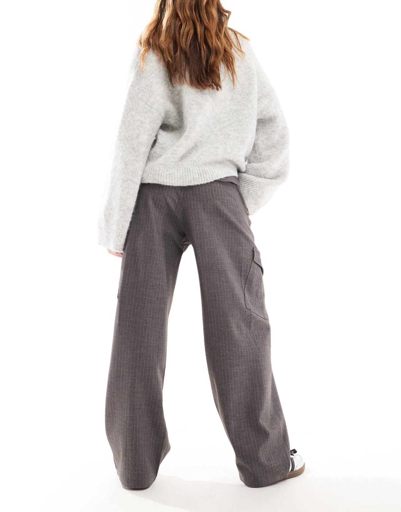 Pull&Bear pinstripe cargo trouser in grey - ASOS Sample Sale