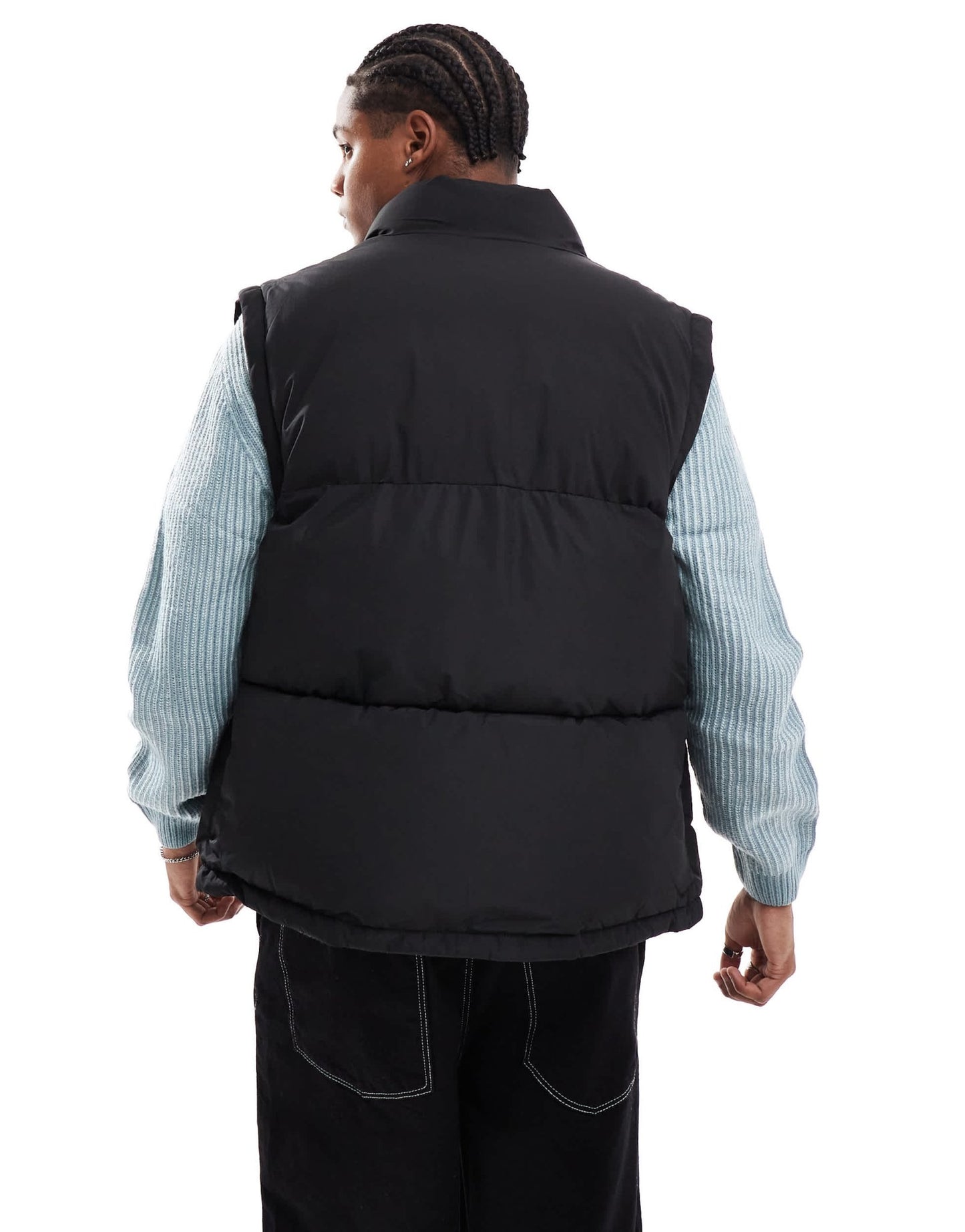 Pull&Bear puffer gilet in black - ASOS Sample Sale