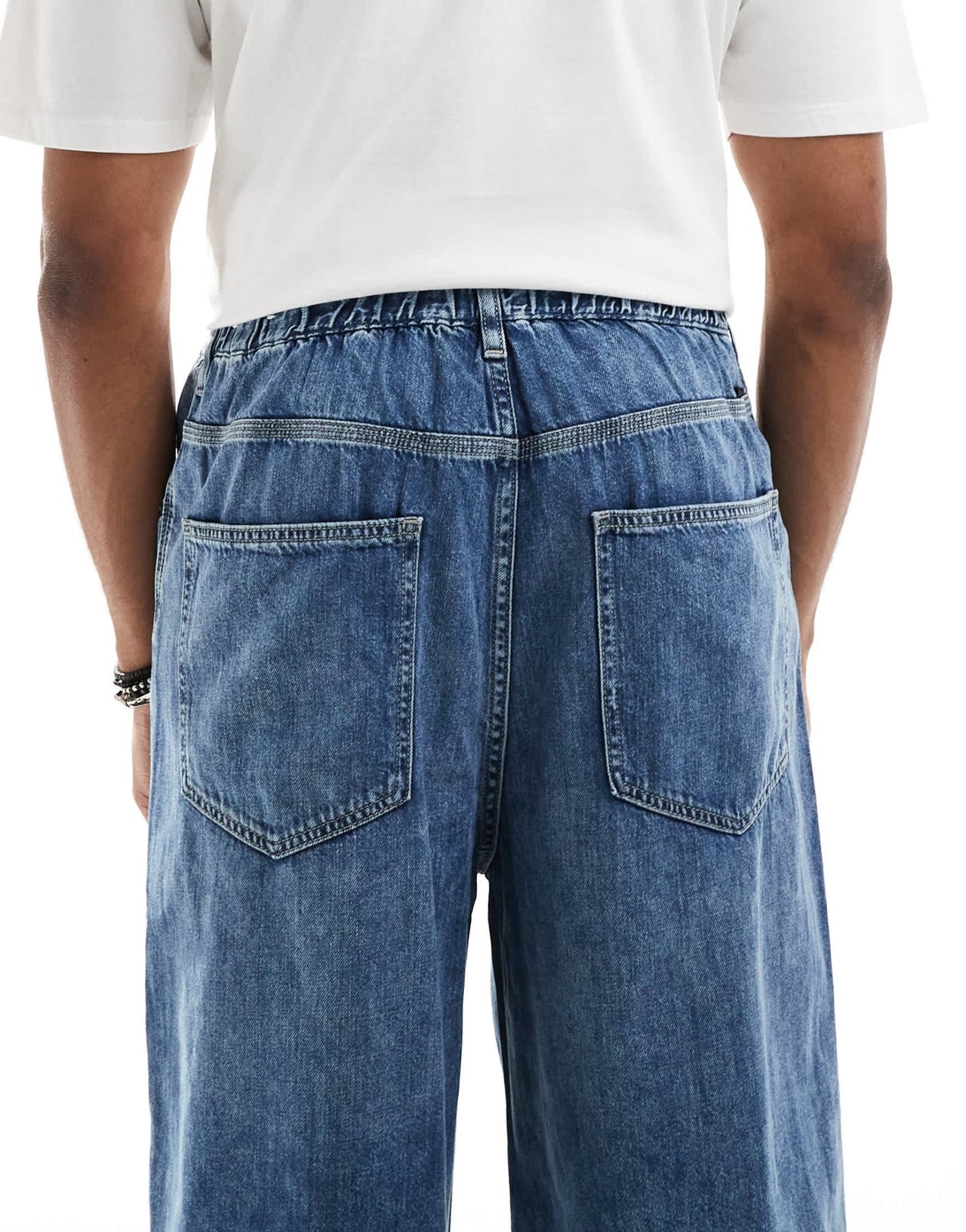 Pull&Bear pull on baggy jeans in blue - ASOS Sample Sale