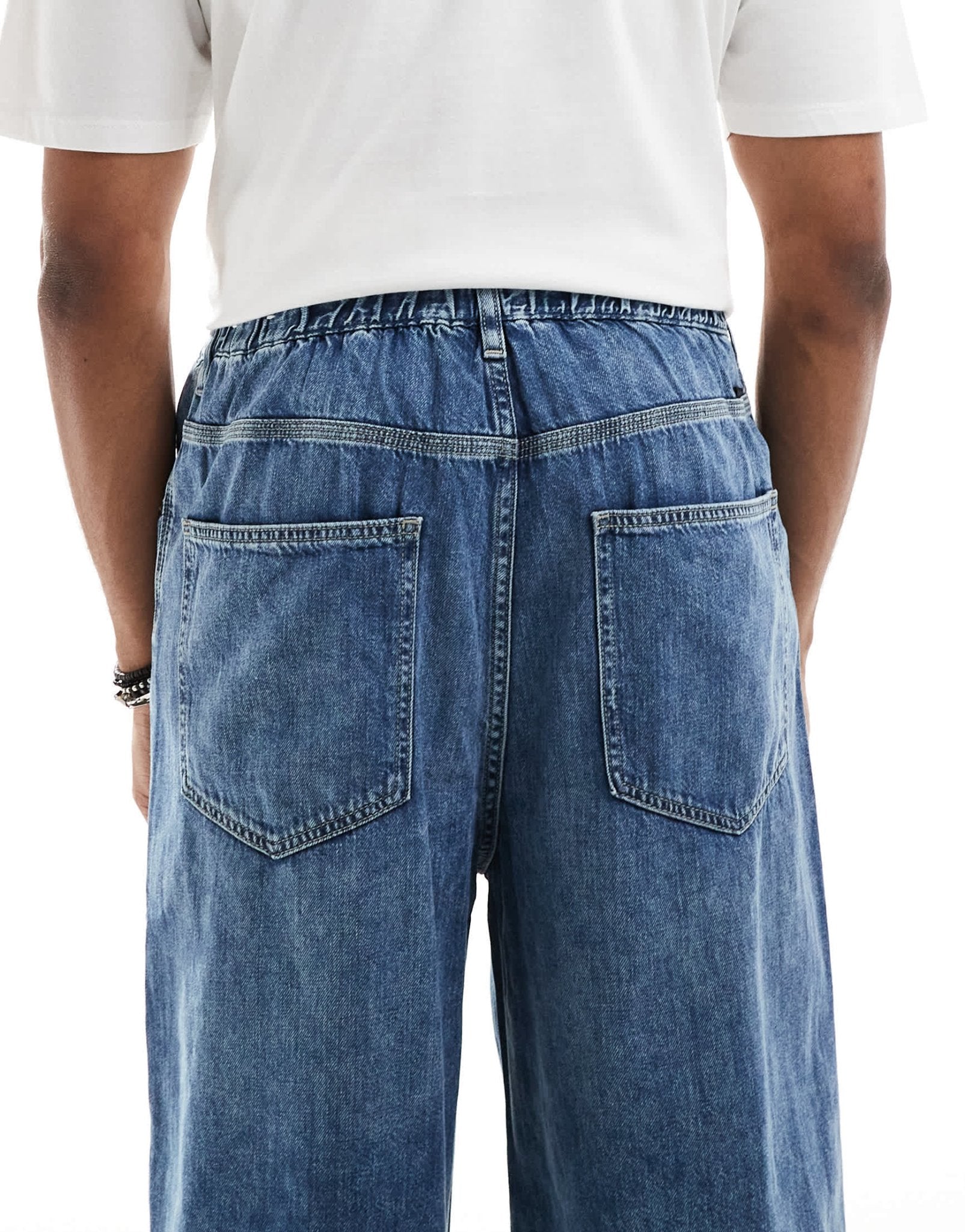 Pull&Bear pull on baggy jeans in blue - ASOS Sample Sale