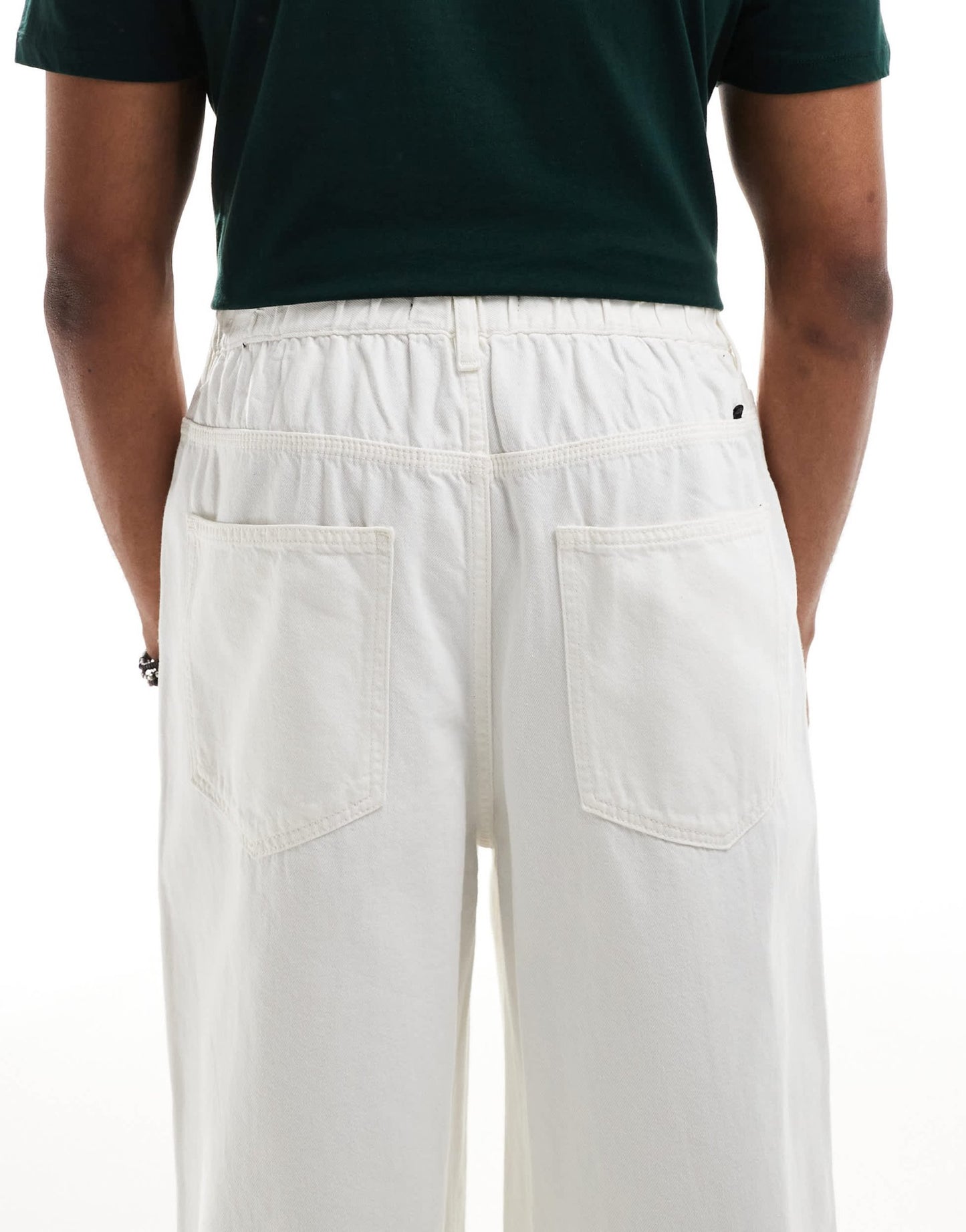 Pull&Bear pull on baggy jeans in ecru - ASOS Sample Sale