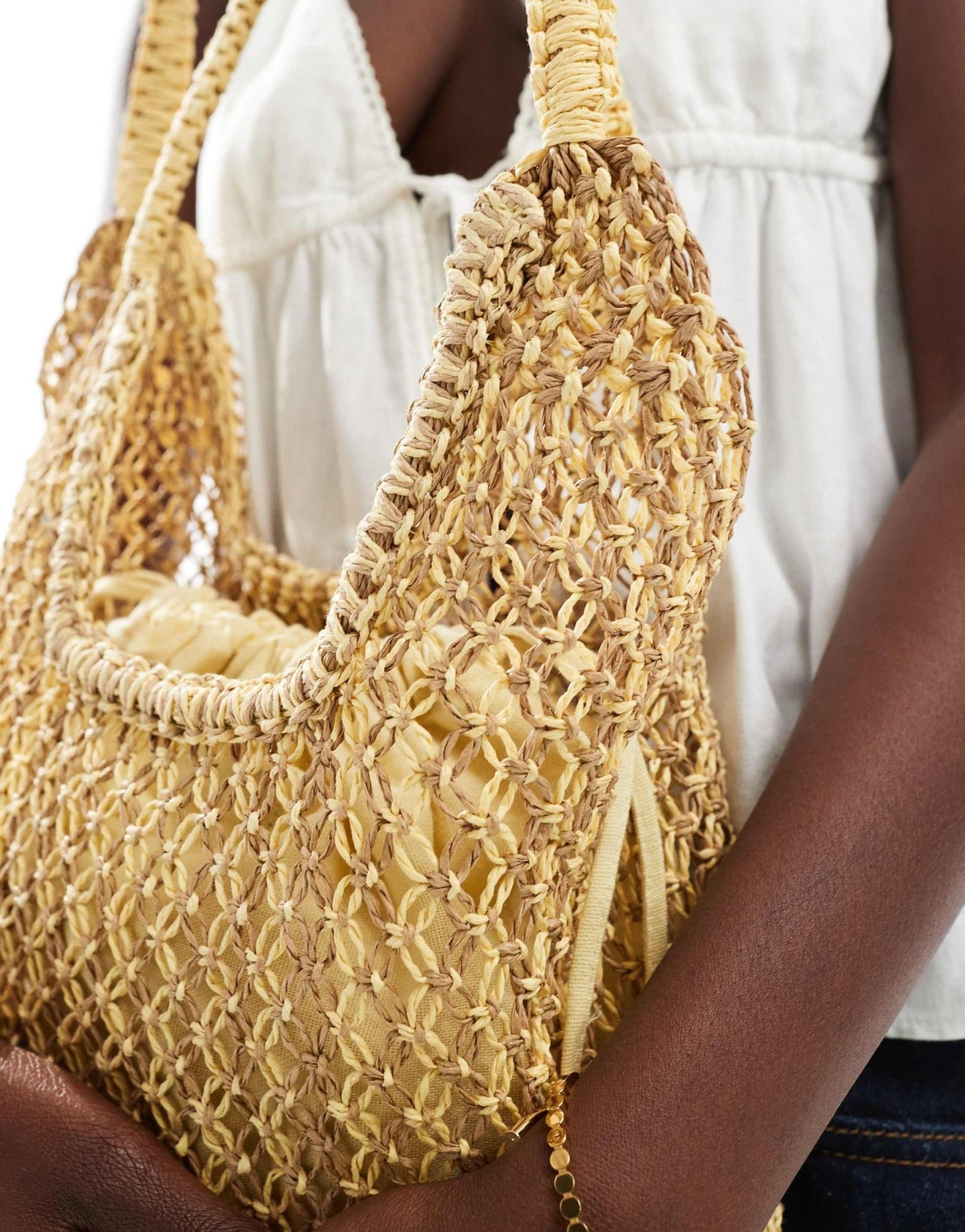 Pull&Bear rattan shoulder bag in yellow - ASOS Sample Sale
