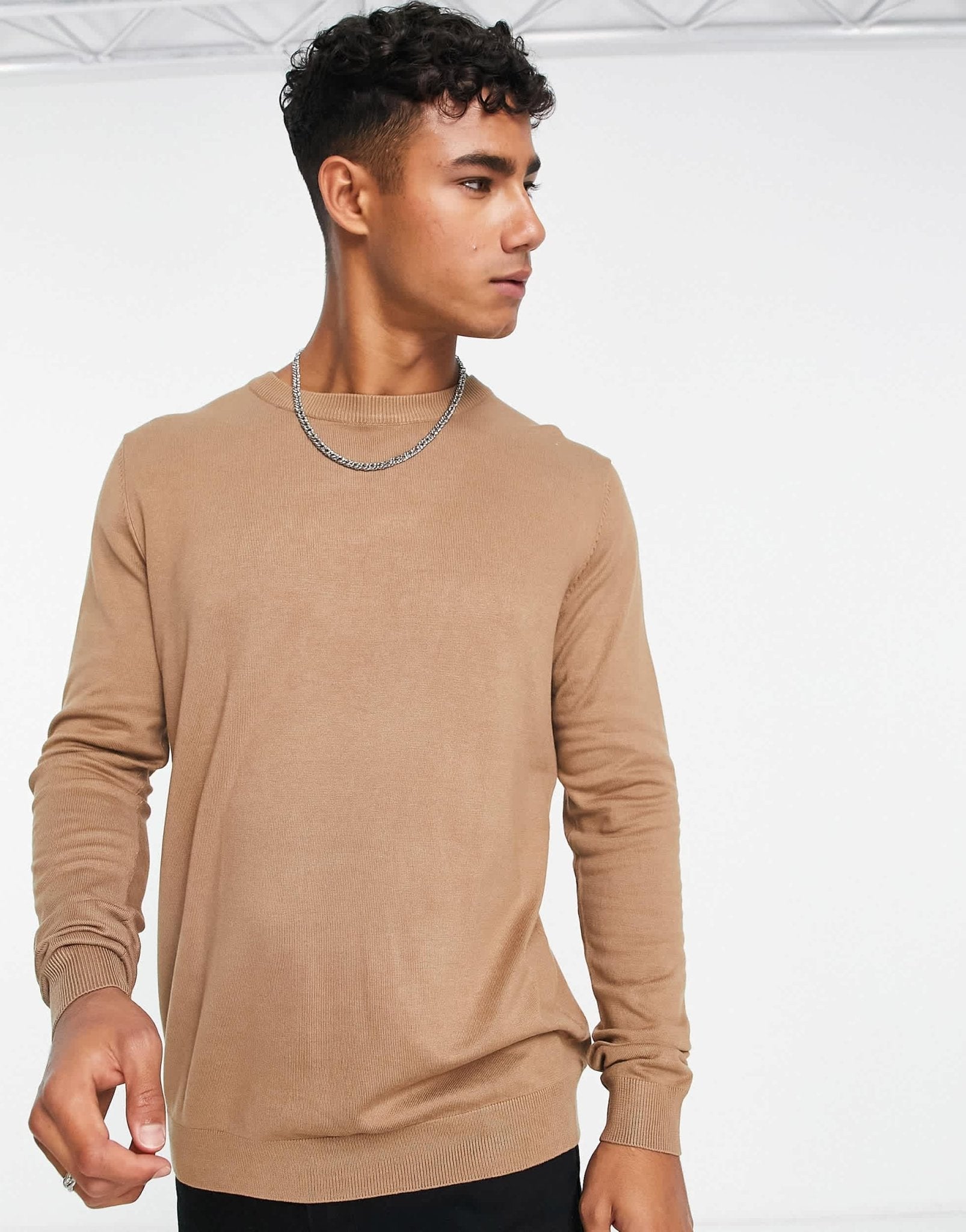 Pull&Bear relaxed fit jumper in beige - ASOS Sample Sale