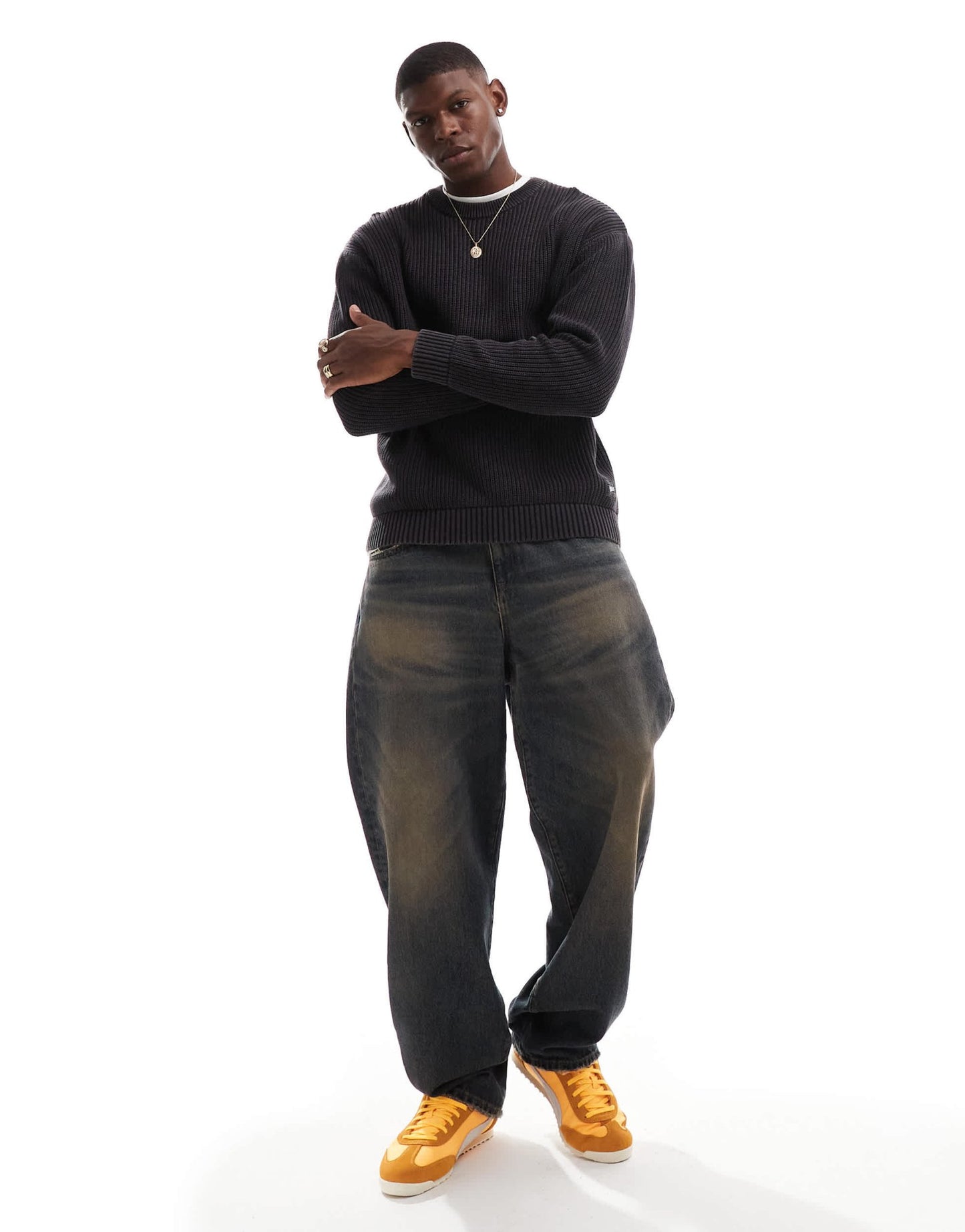 Pull&Bear ribbed acid washed jumper in charcoal grey - ASOS Sample Sale