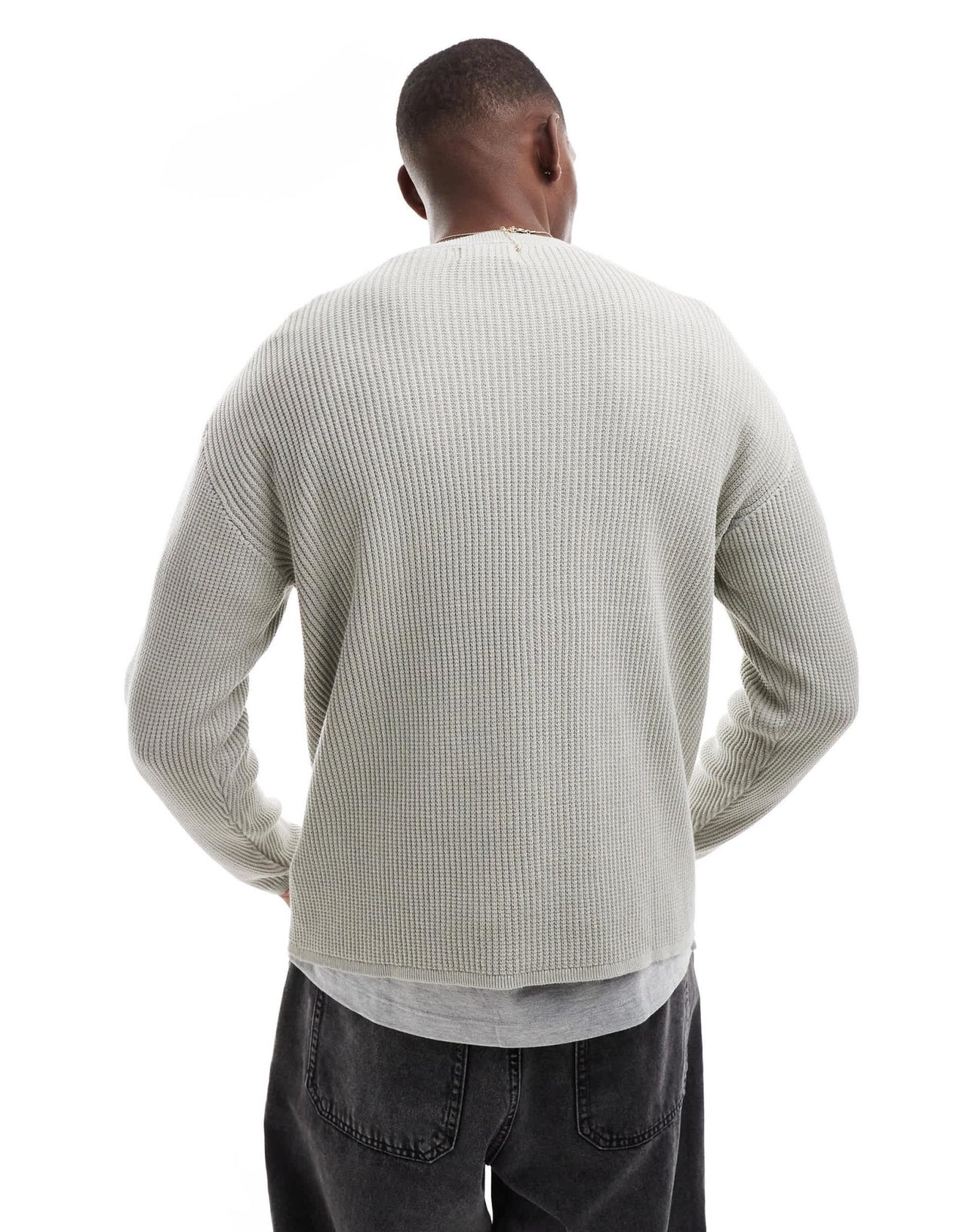 Pull&Bear ribbed knitted jumper in light blue - ASOS Sample Sale