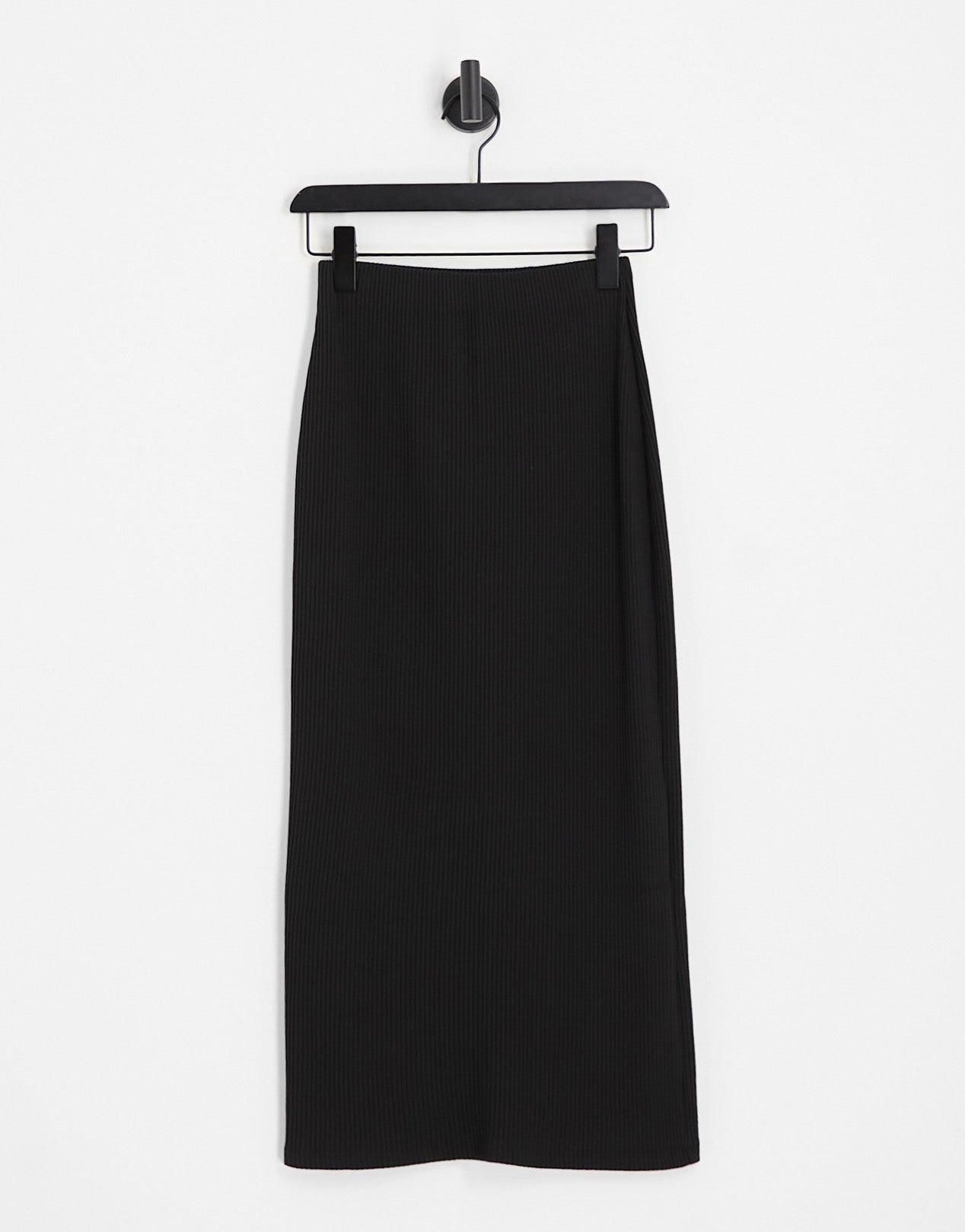Pull&Bear ribbed midaxi skirt in black - ASOS Sample Sale