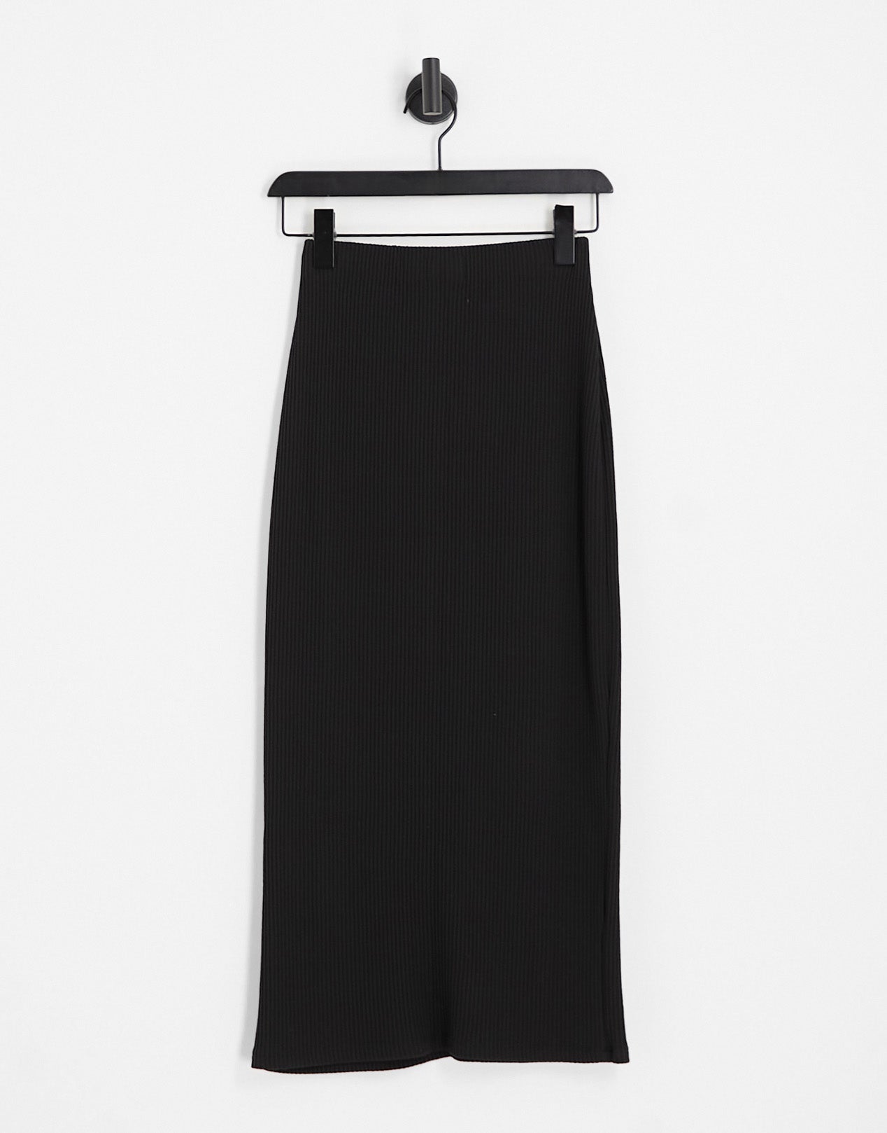 Pull&Bear ribbed midaxi skirt in black - ASOS Sample Sale