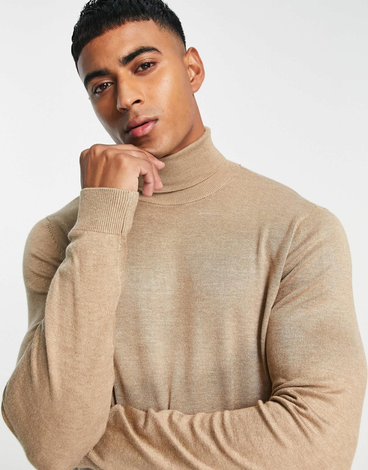 Pull&Bear roll neck jumper in beige - ASOS Sample Sale
