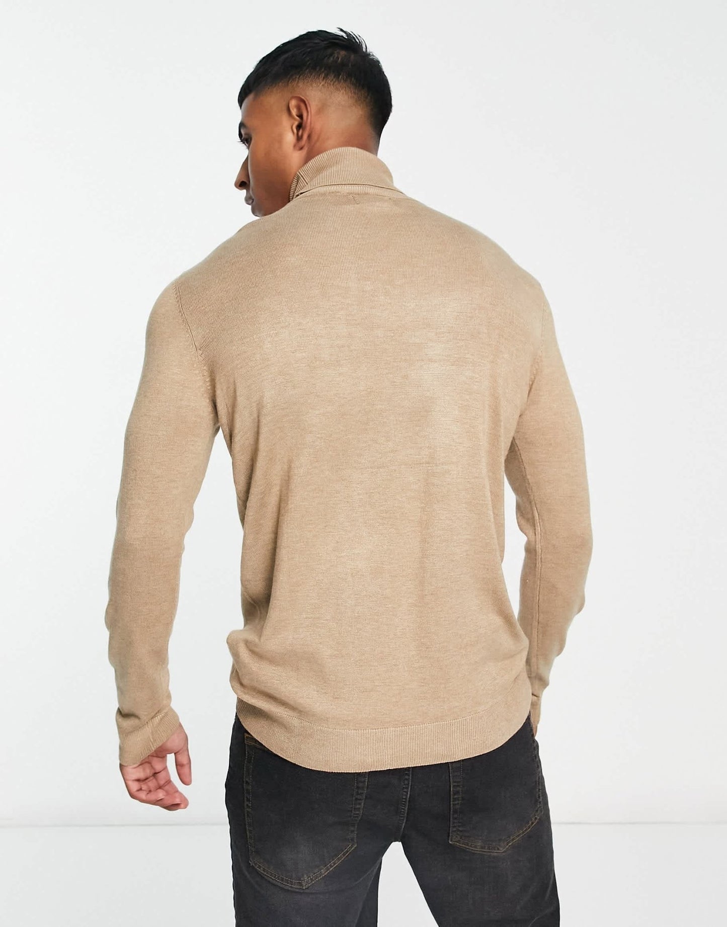 Pull&Bear roll neck jumper in beige - ASOS Sample Sale