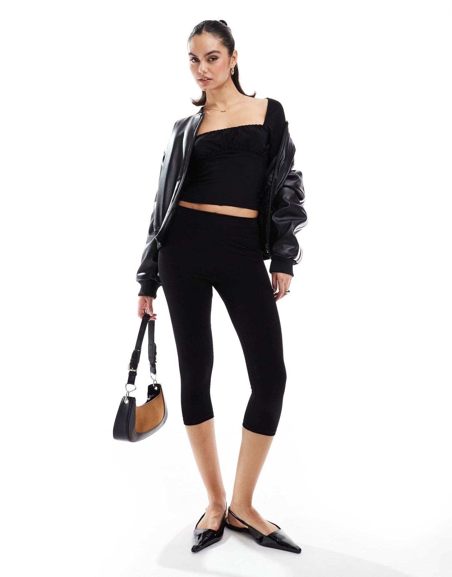Pull&Bear ruched long sleeve mesh top in black - ASOS Sample Sale