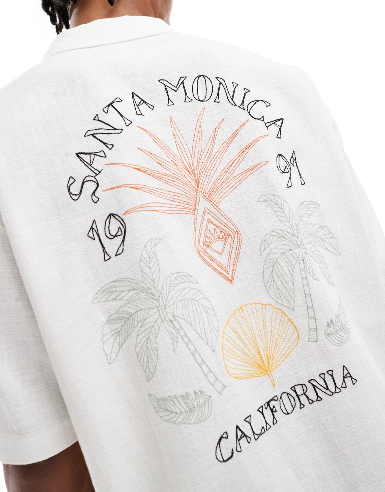 Pull&Bear Santa Monica back print shirt in white - ASOS Sample Sale