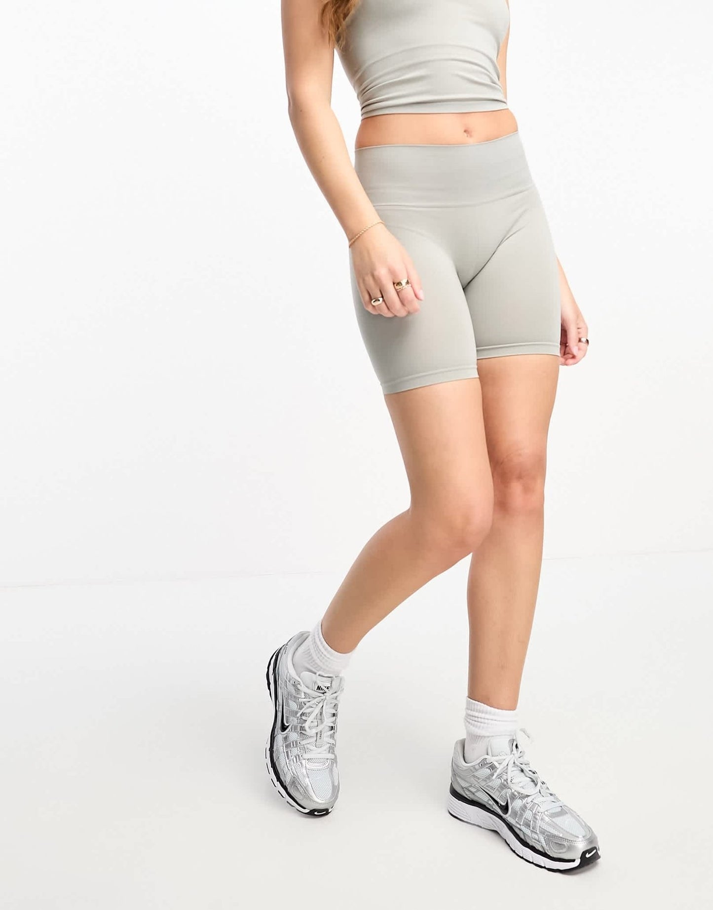 Pull&Bear seamless high waisted legging shorts co-ord in grey - ASOS Sample Sale