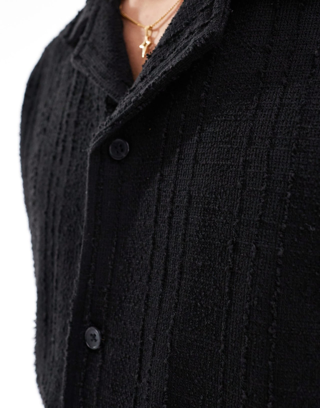 Pull&Bear self stripe textured shirt co - ord in black - ASOS Sample Sale