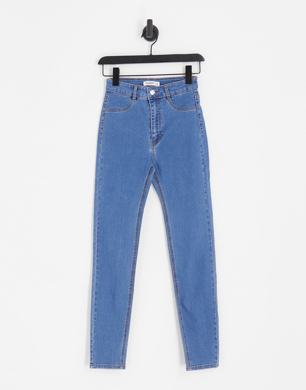 Pull&Bear skinny high waisted jeans in medium blue - ASOS Sample Sale