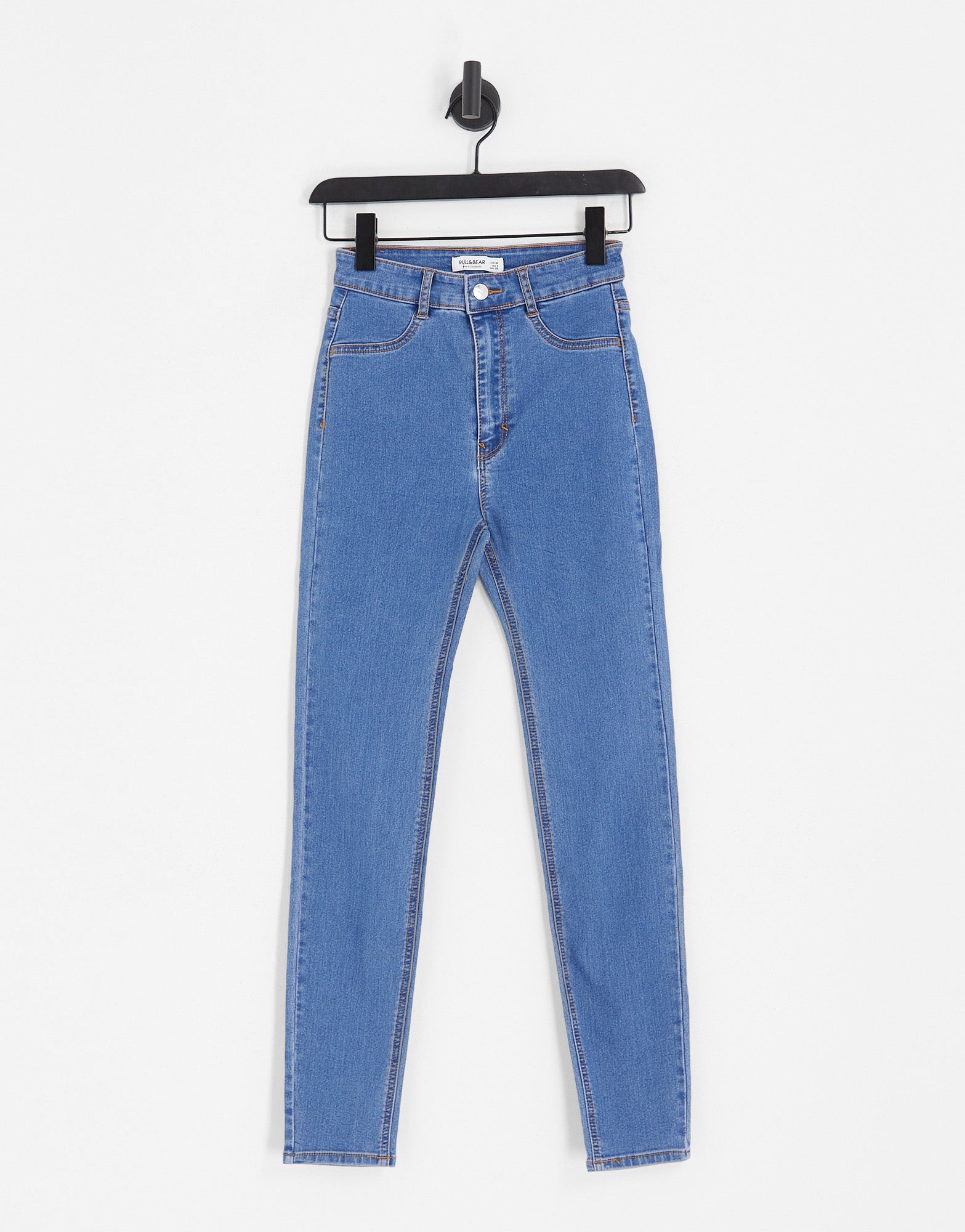 Pull&Bear skinny high waisted jeans in medium blue - ASOS Sample Sale