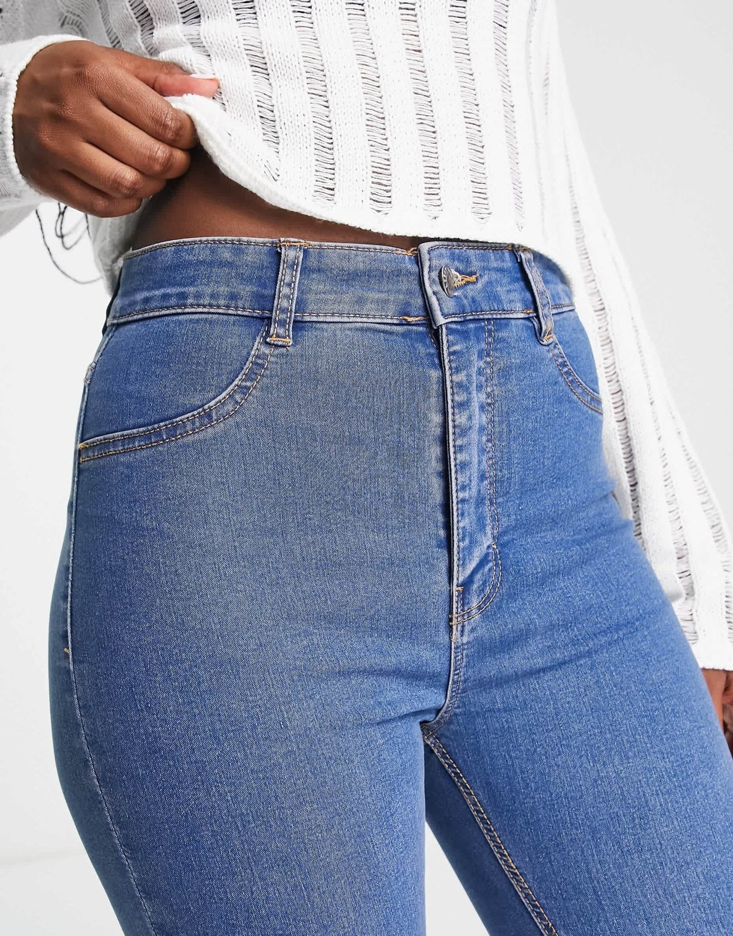 Pull&Bear skinny high waisted jeans in medium blue - ASOS Sample Sale