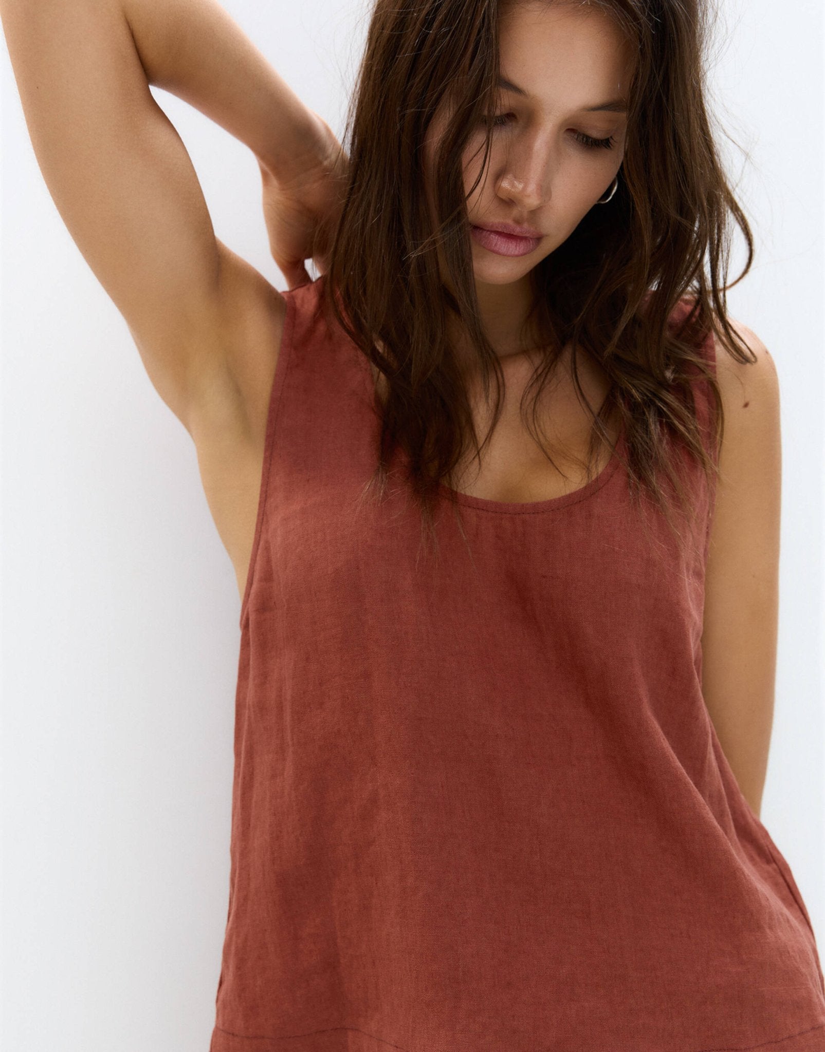 Pull&Bear sleeveless cropped linen top in orange - ASOS Sample Sale