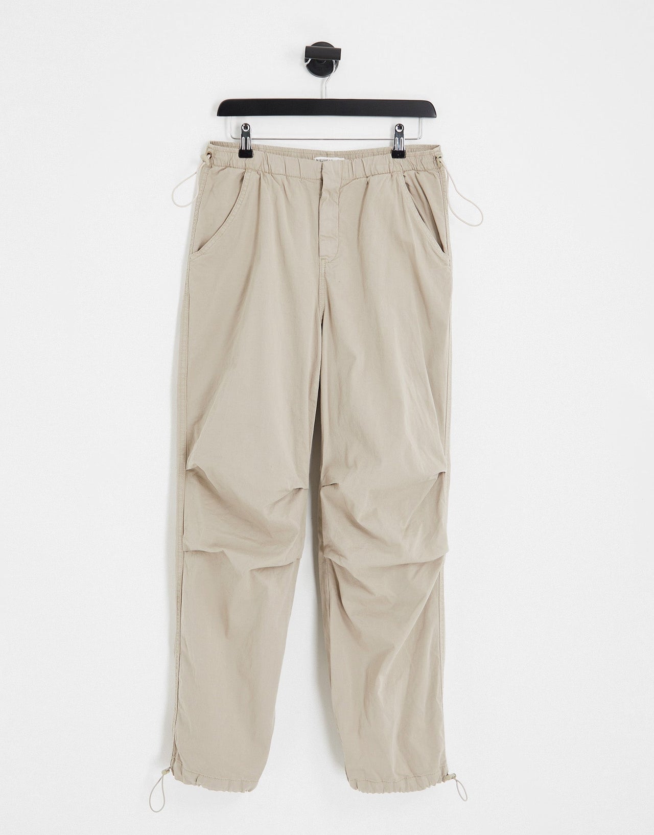 Pull&Bear slim leg parachute pants in stone - ASOS Sample Sale
