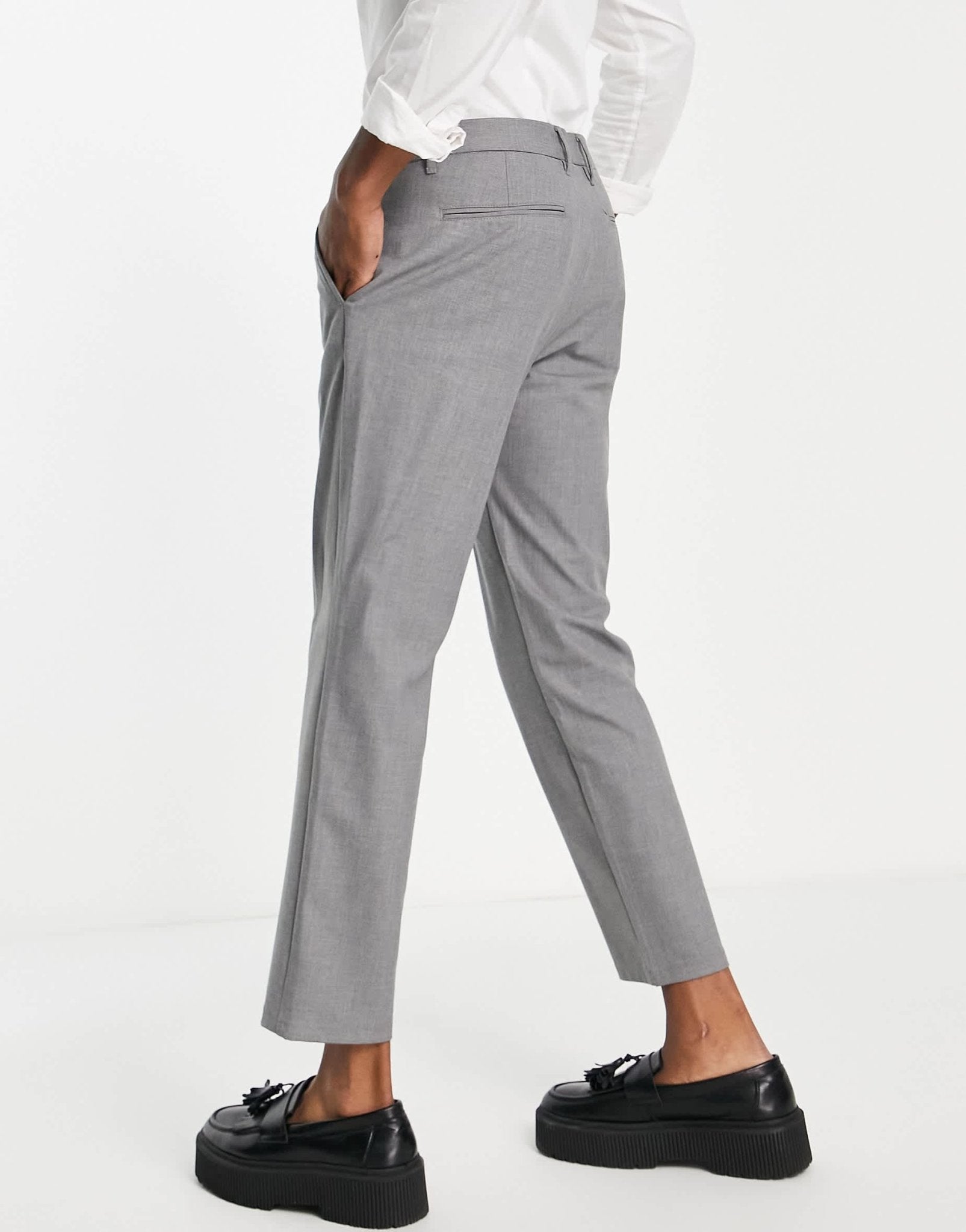 Pull&Bear slim smart trousers in grey - ASOS Sample Sale
