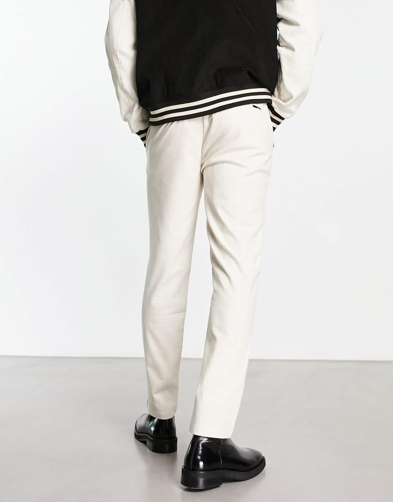 Pull&Bear slim tailored trousers in ecru check - ASOS Sample Sale